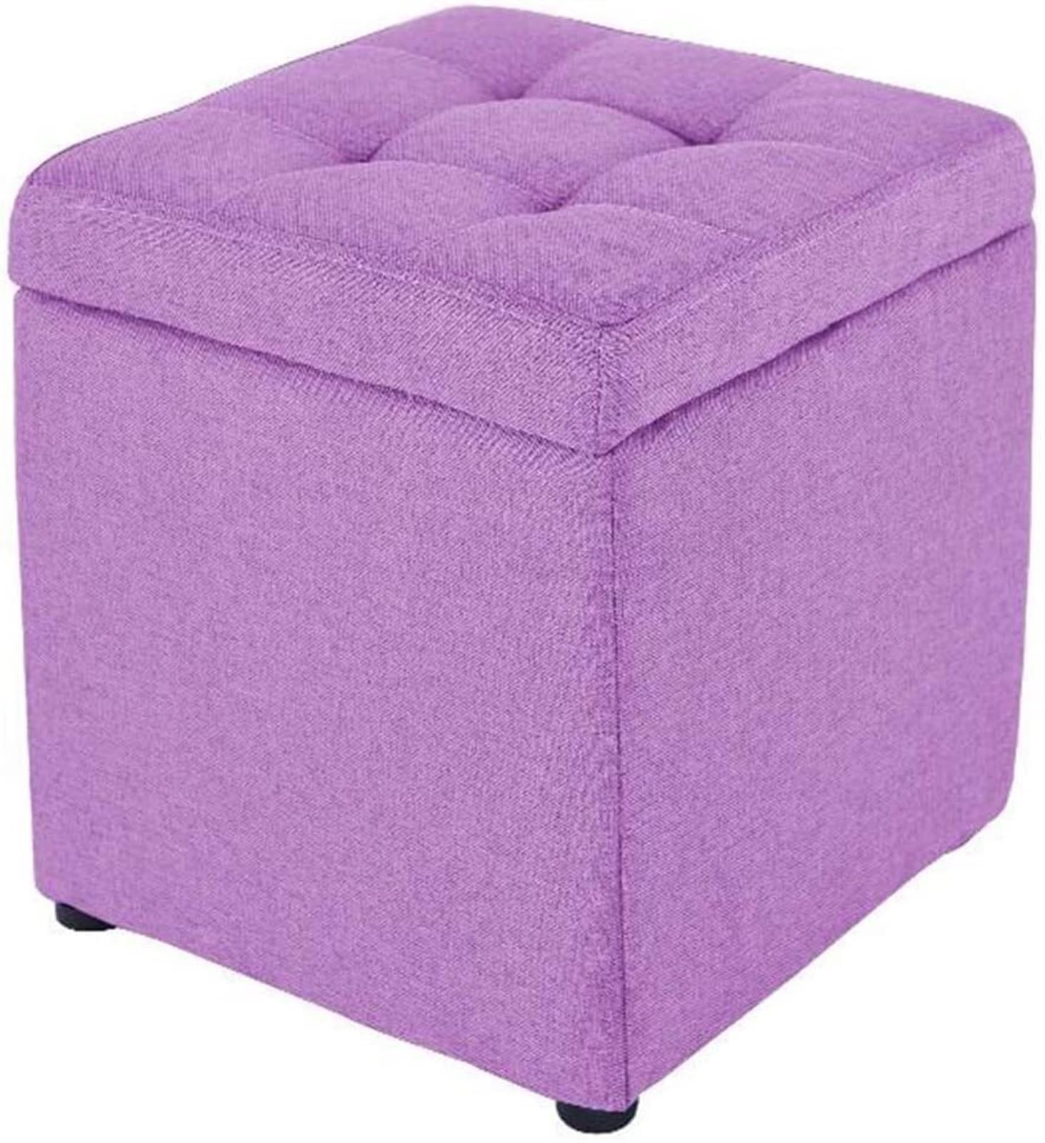 Repose-pieds ottoman de rangement carré en tissu violet pour le lit