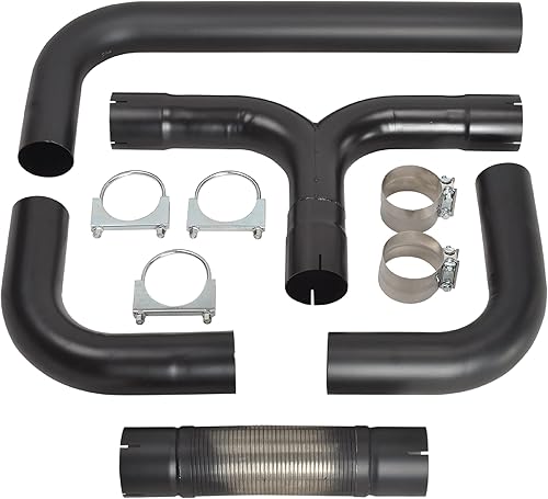 FGJQEFG Kit de tubo en T de 4 pulgadas con sistema de pila de escape doble para ahumador, kit de pila diésel compatible con Chevy Dodge Ford,