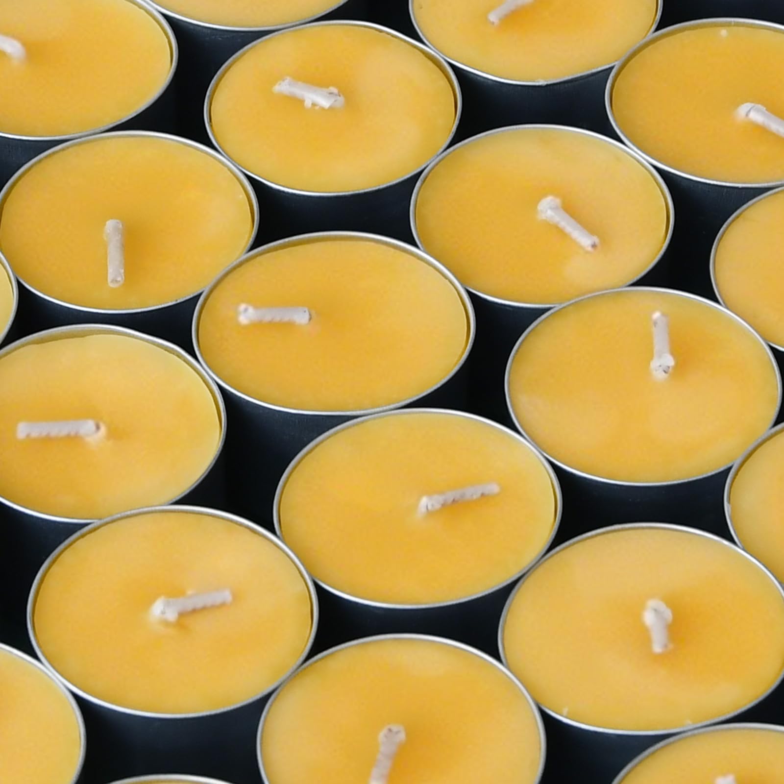 DEYBBY Velas de té de cera de abeja, velas de té de 6 horas, paquete de 40 velas de té sin aroma en taza de aluminio para boda, spa, decoración del hogar