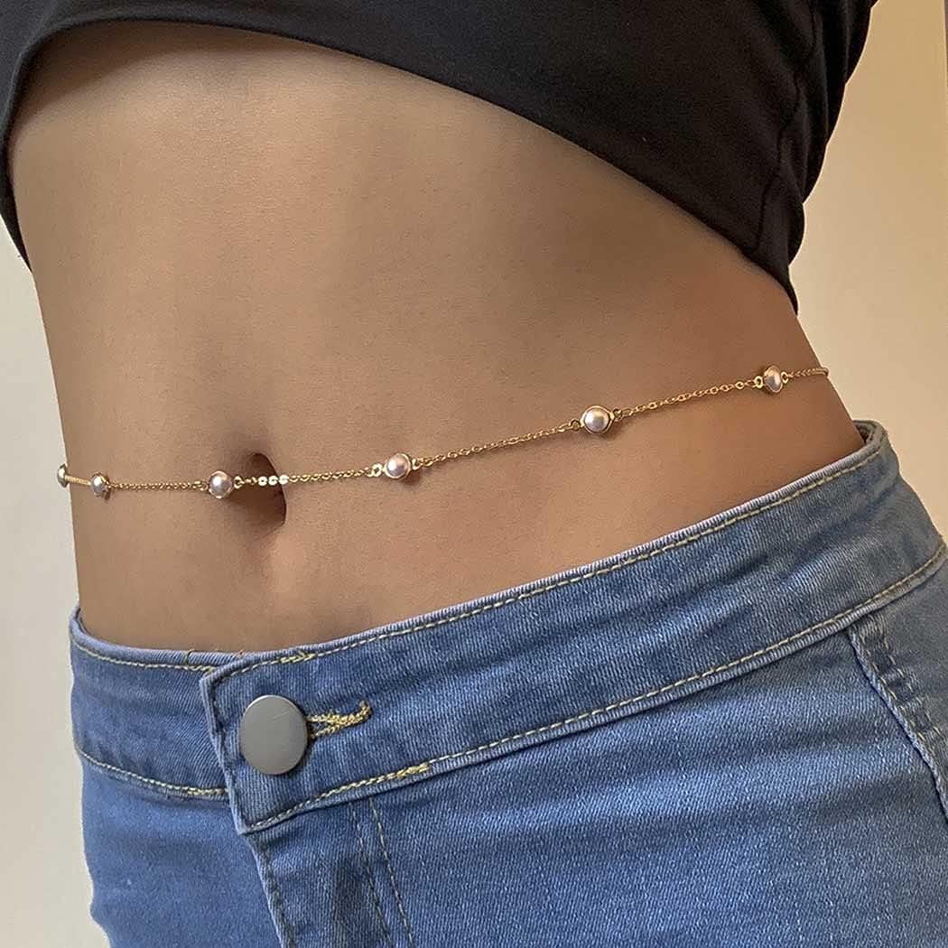 Pearl Waist Chain Gold Shiny Belly Chain Beach Beach Philippines