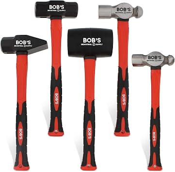 BISupply 5 Piece Hammer Set Mechanic Tool Kit - Nail Hammers Shop Automotive Set, Ball Peen Hammer, Sledge Mallet Tools