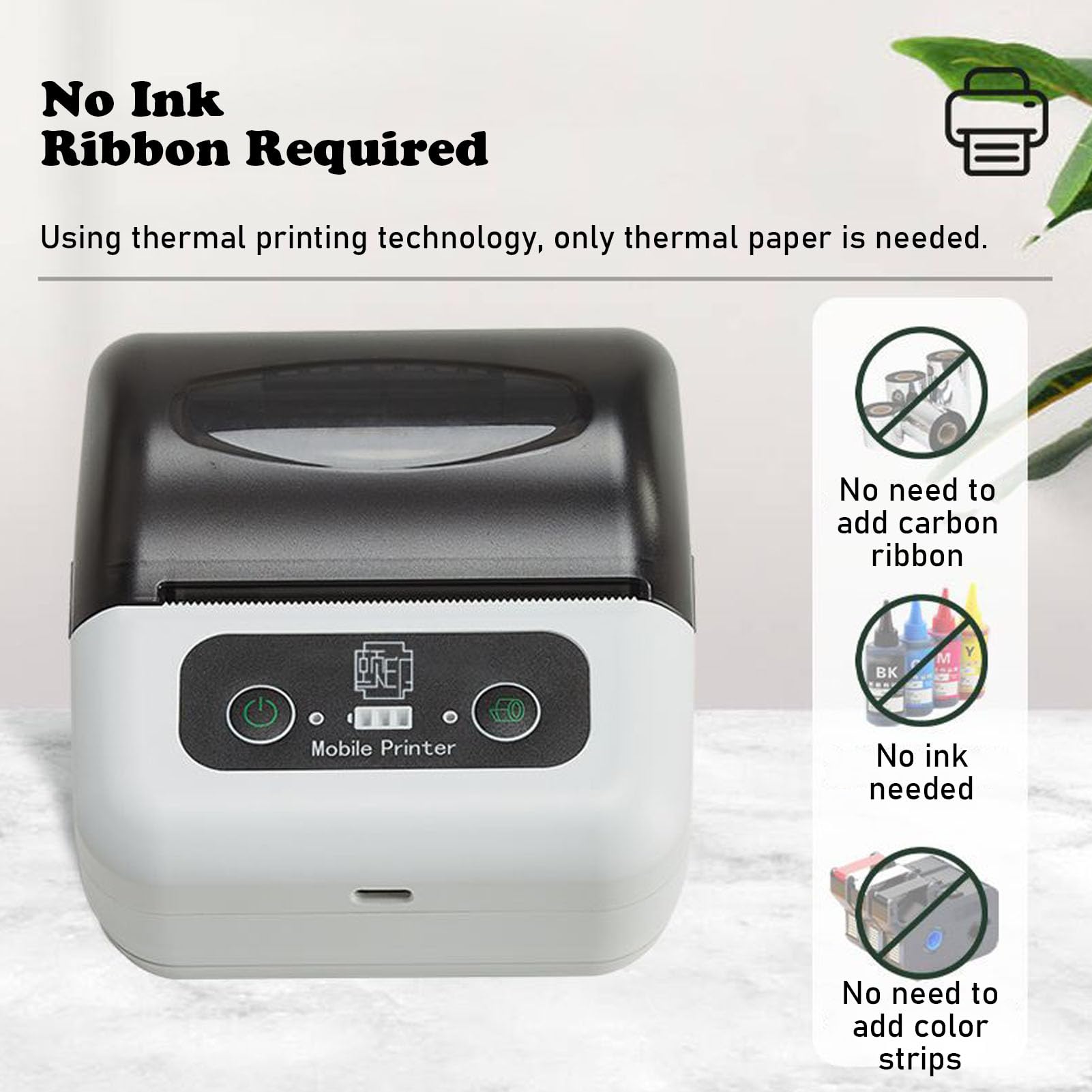 Impresora Térmica Portátil de Recibos, Bluetooth, USB Recargable