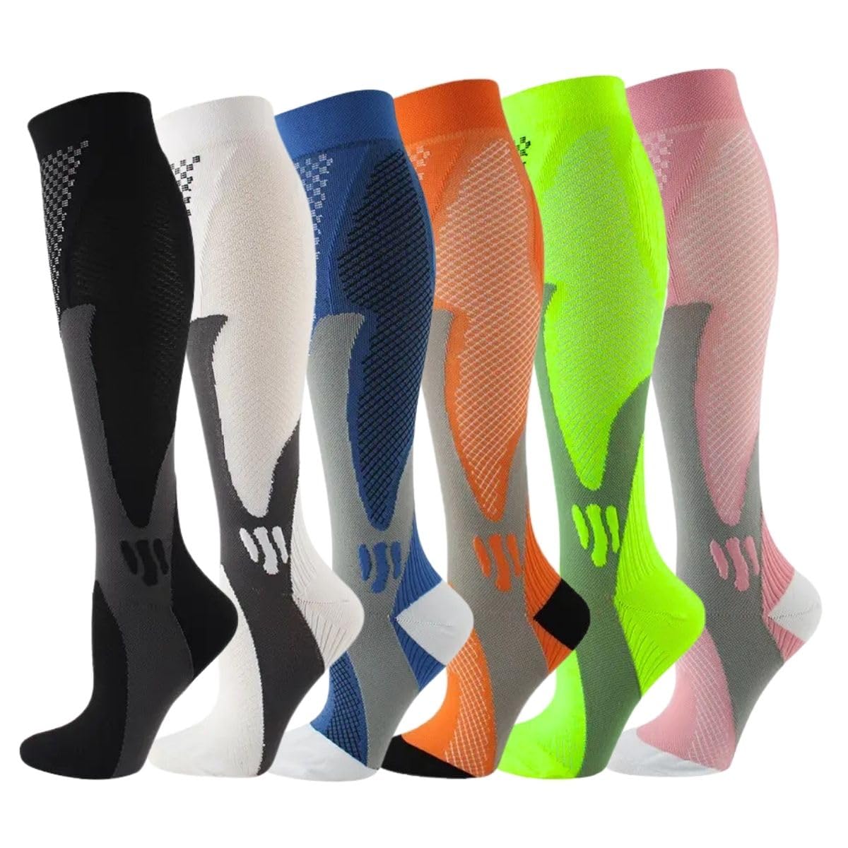 Meia De Compressão Esportiva Feminina Masculino Cano Alto Corrida Ciclismo