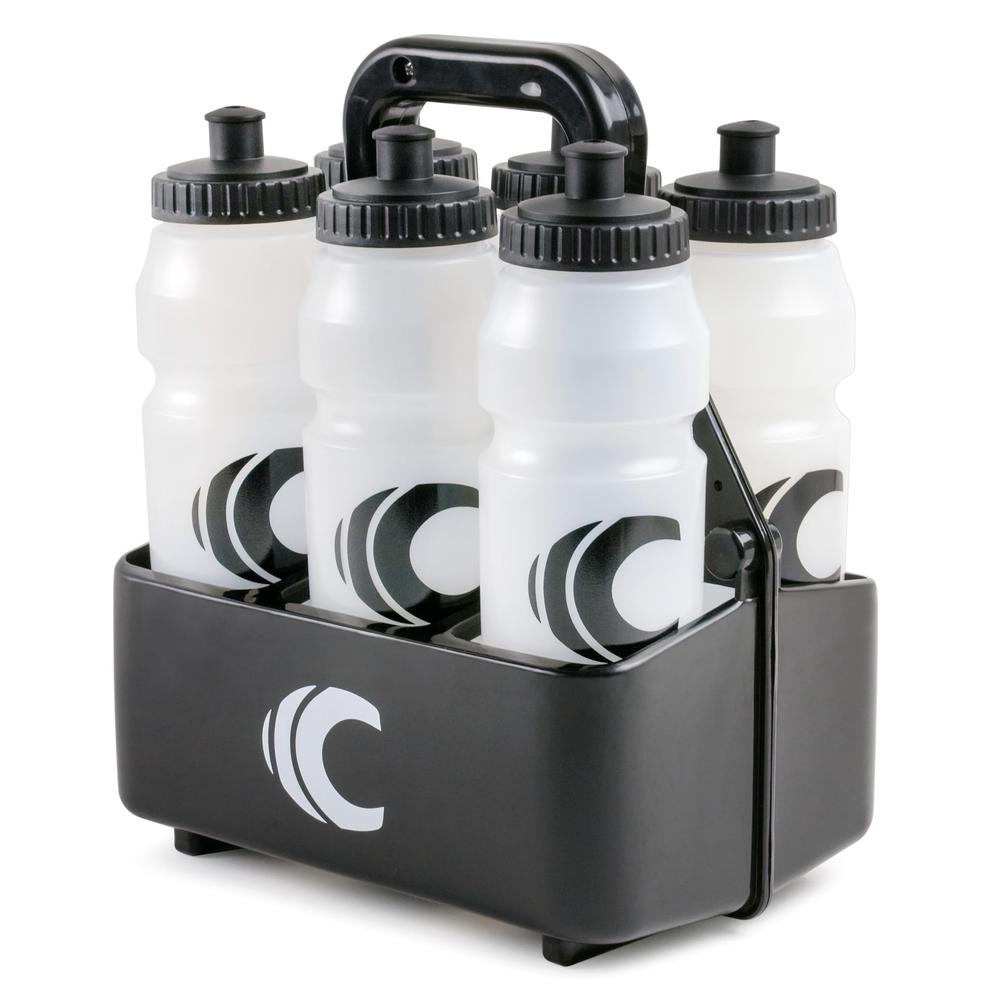 Botella de agua deportiva de 1 litro, plástico sin BPA, capacidad de 34 onzas, boca grande, 2 tapas con portabotellas (transparente)