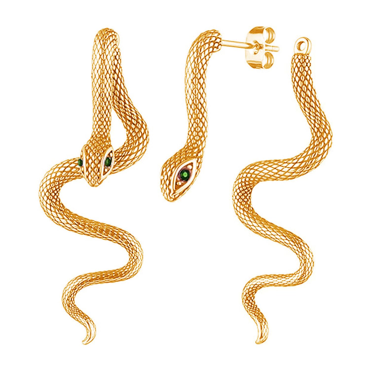 StyleJella Retro Snake Earrings for Women-Vintage Goth Punk Snake Earrings，Gold Silver Snake Earrings Statement Long Snake Jewelry
