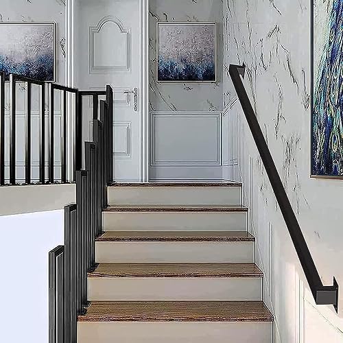 Miniatura 6 de Kit moderno de barra de agarre para pasamanos de escalera de 1 a 20 pies, barandilla de hierro forjado de metal  riel decorativo para montaje en