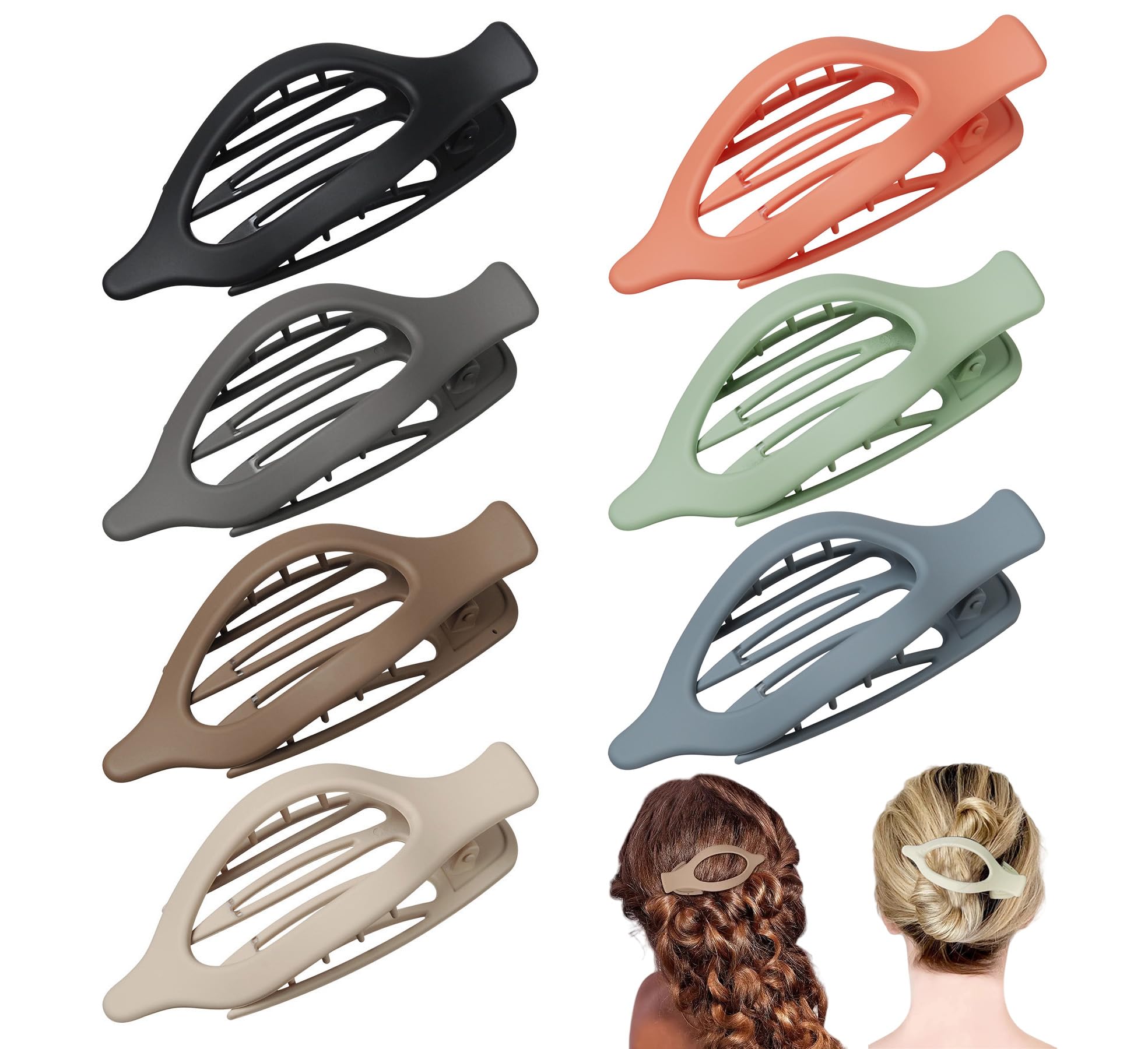French Concord flache Haarspangen, starker Halt, Haarklammern für Damen und Mädchen, dünn, dick, lockig, glatt, 7 Stück, oval, 7 Stück