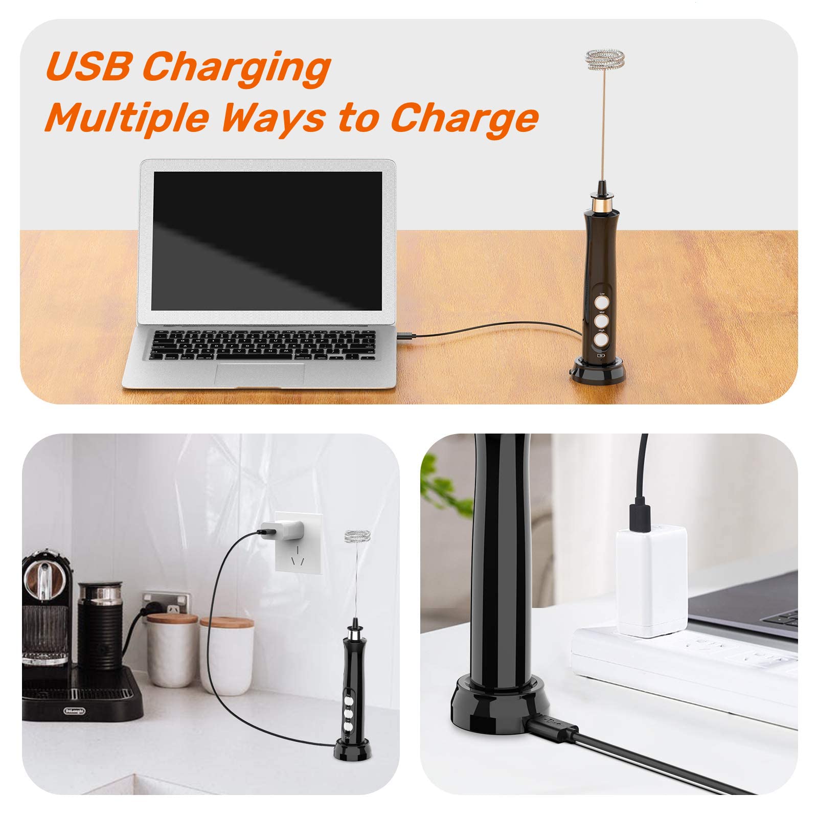 Montalatte Elettrico Con Doppia Frusta, Montalatte Ricaricabile Tramite Usb~p139360164