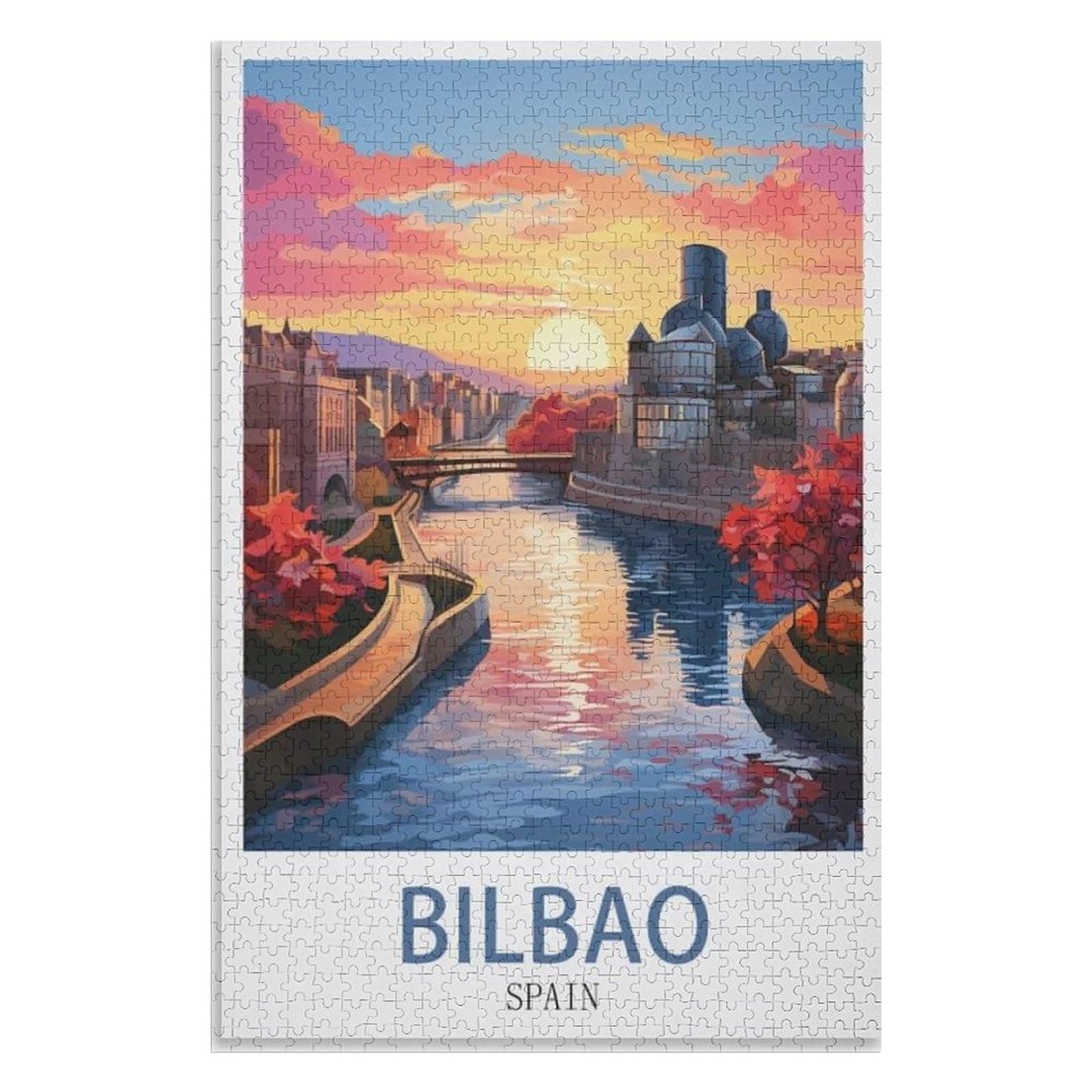 puzzles for adults, family puzzle game birthday gifts, Bilbao Spain，Adults 1000 Piece Jigsaw Puzzle- Christmas，70x50，paper puzzle，AA-774