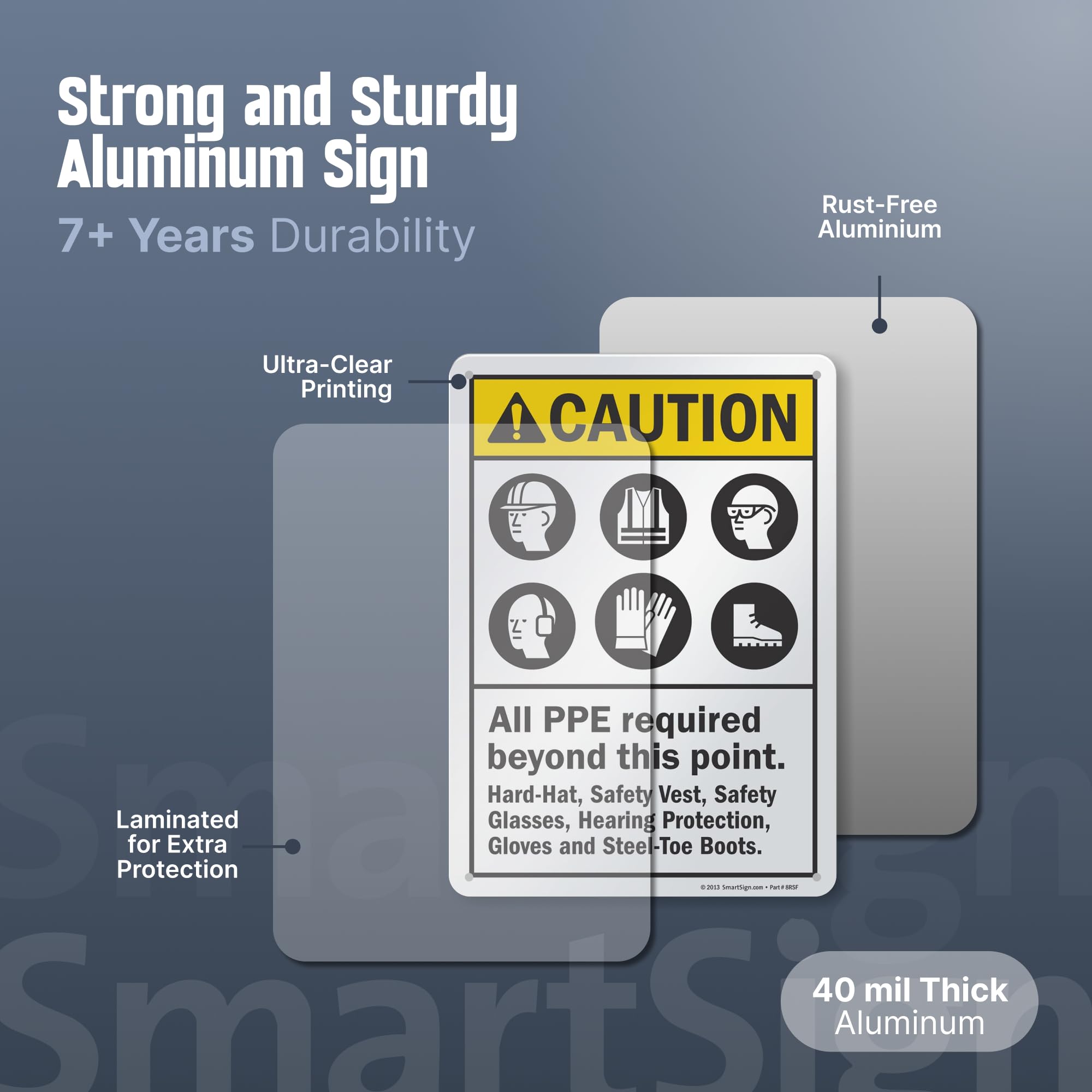 Caution PPE Sign - Durable Aluminum Safety Sign -5 Caution PPE Sign - Durable Aluminum Safety Sign -5