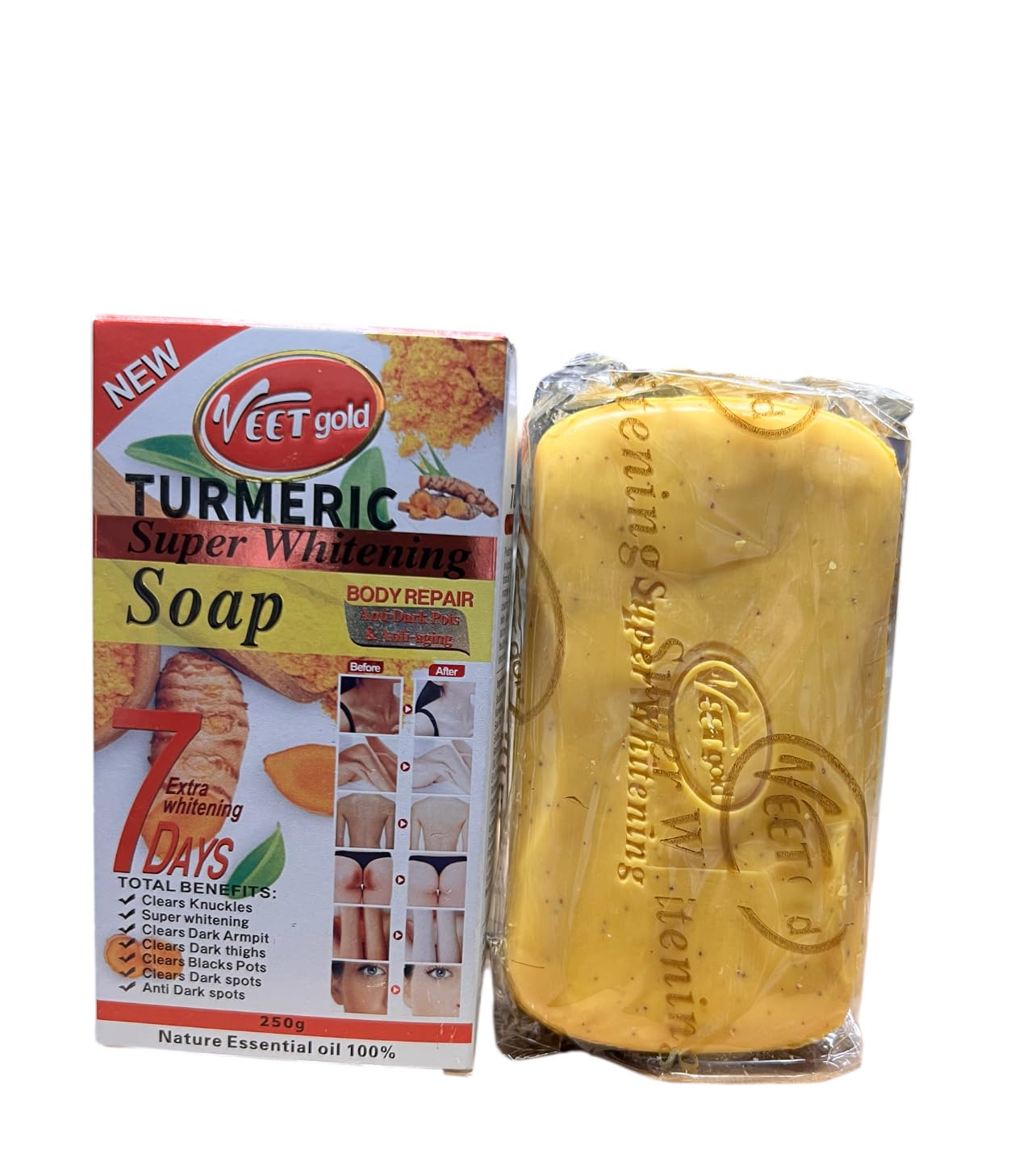Soft 7 turmeric Soap, 7 Days Body Repair, Natural Dark Spot Treatment Big bar 8.7oz