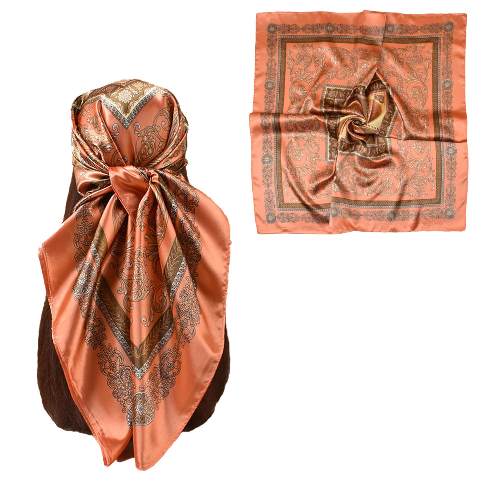 35x35 Inch Head Scarf for Women Like Silk Scarf Hair Scarf -Multipurpose Neck Wrap Headband Shawl Belt Bag