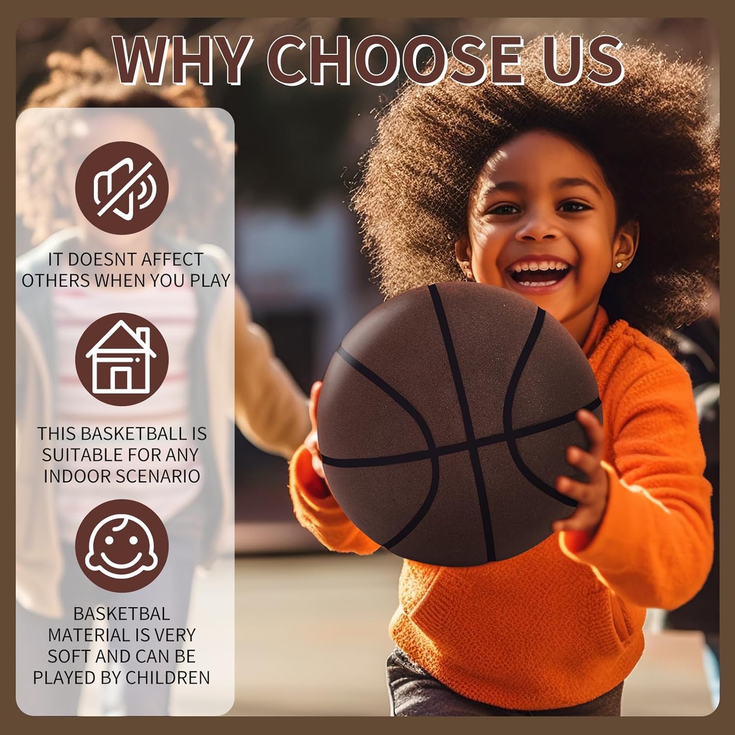 Upgraded Silent Basketball Size 7 (29.5''), Non-Vacuum Packaging Dribble Dream Indoor Basketball, Quiet Bounce Dunk Airless Ball
