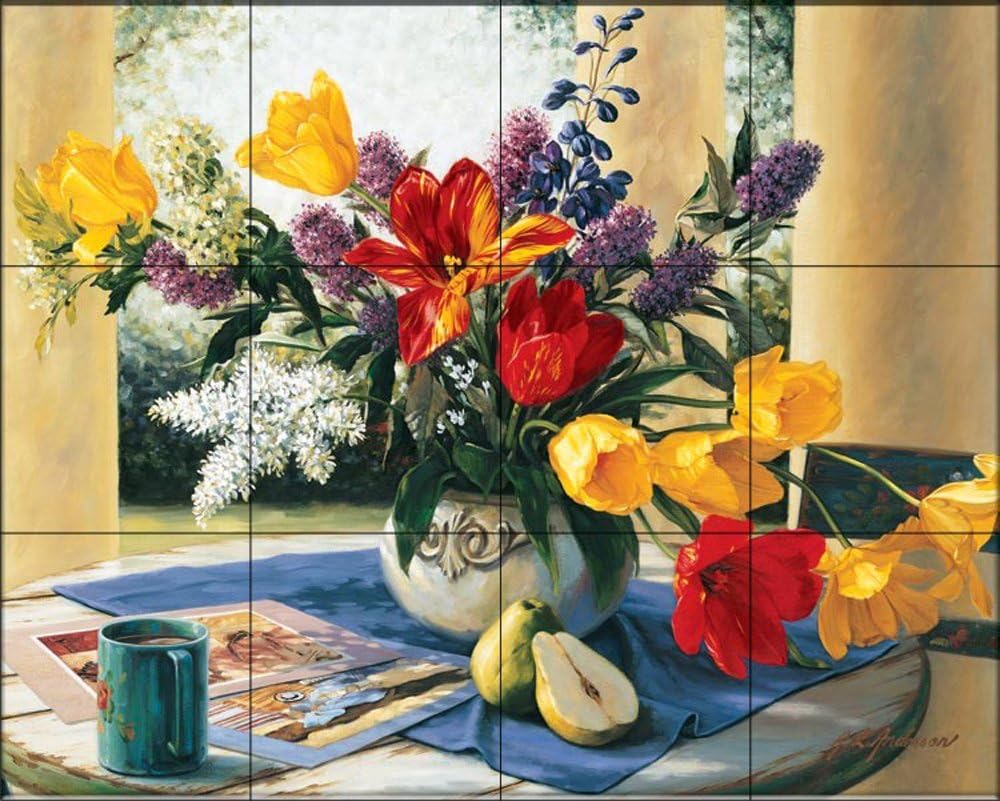 Ceramic Backsplash Tile Mural Floral Flower Kitchen/Bathroom - Spring Bouquet 1 - Robin Anderson
