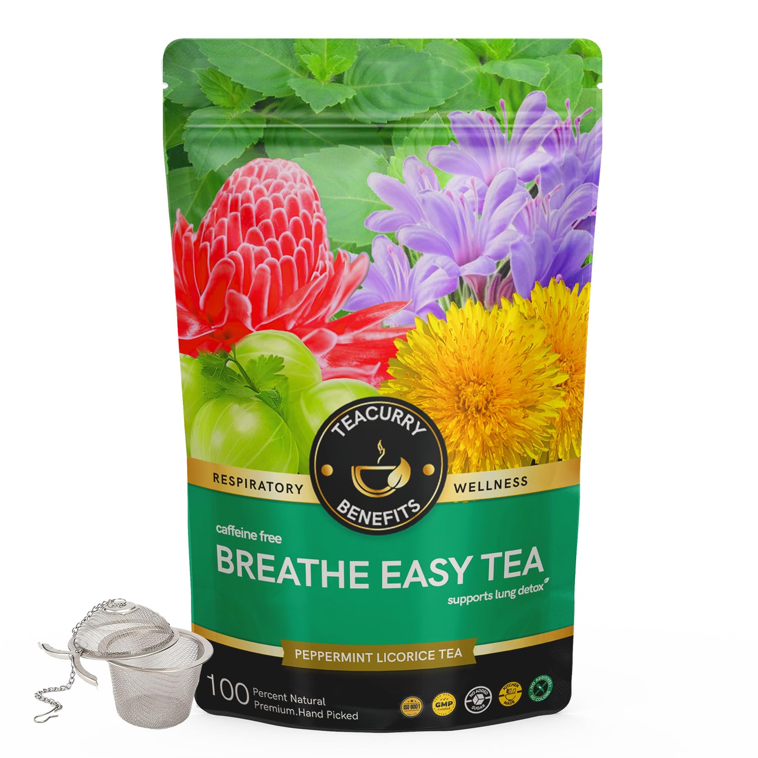 TEACURRY Anti Smoking Tea - 100 Gms Loose Tea + Infuser / 50 Cups | Help Quit Smoking, and Lung Detox | Lung Detox For Smokers | Lungs Cleaner | Lung Cleanse for Smokers-image-46