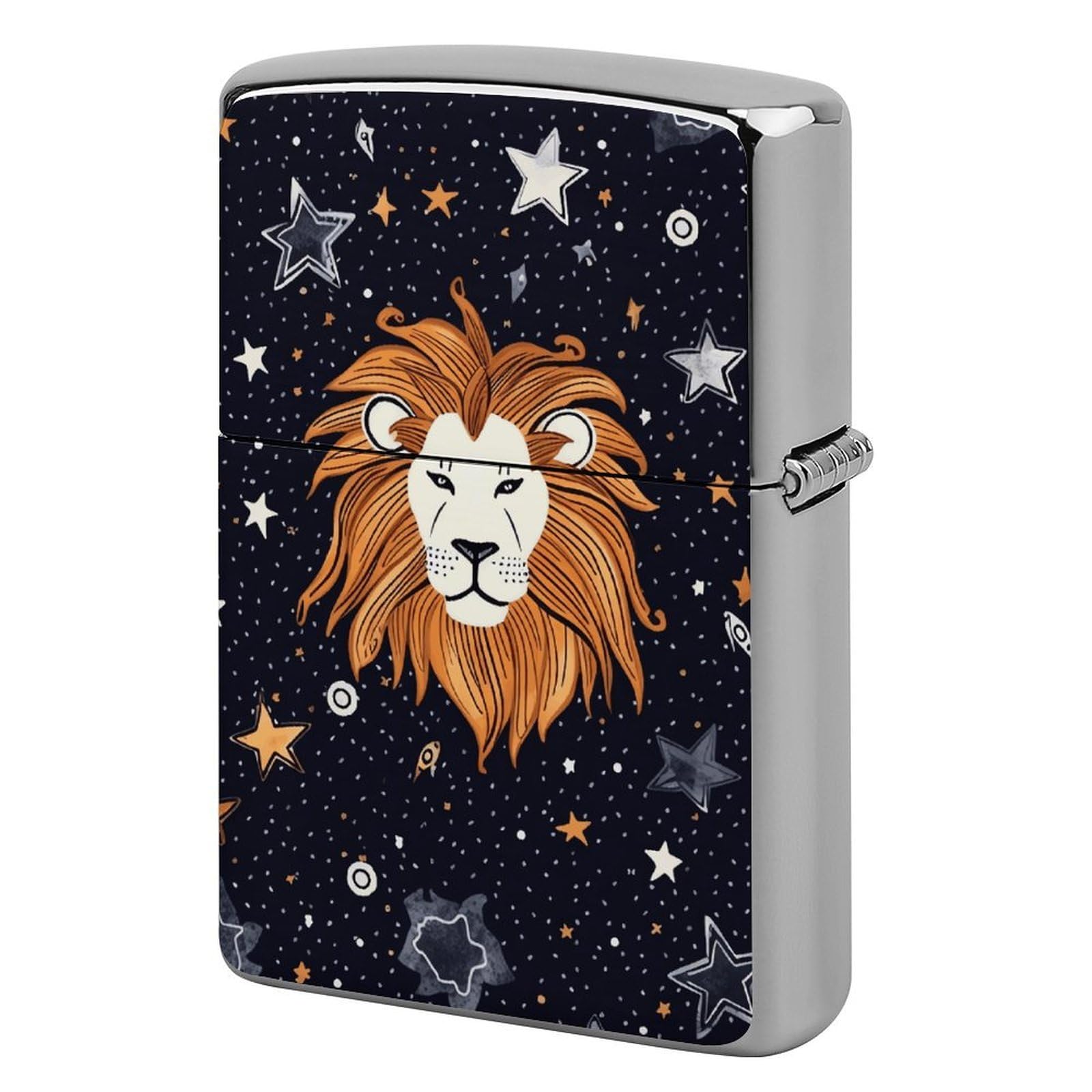 Lion and Stars Lighter Cover for Men, Personalized Lighter Case for Birthday Gift, Flip-Top Lighters Protective Cover, Portable Lighters Shell for Outdoor, Travel