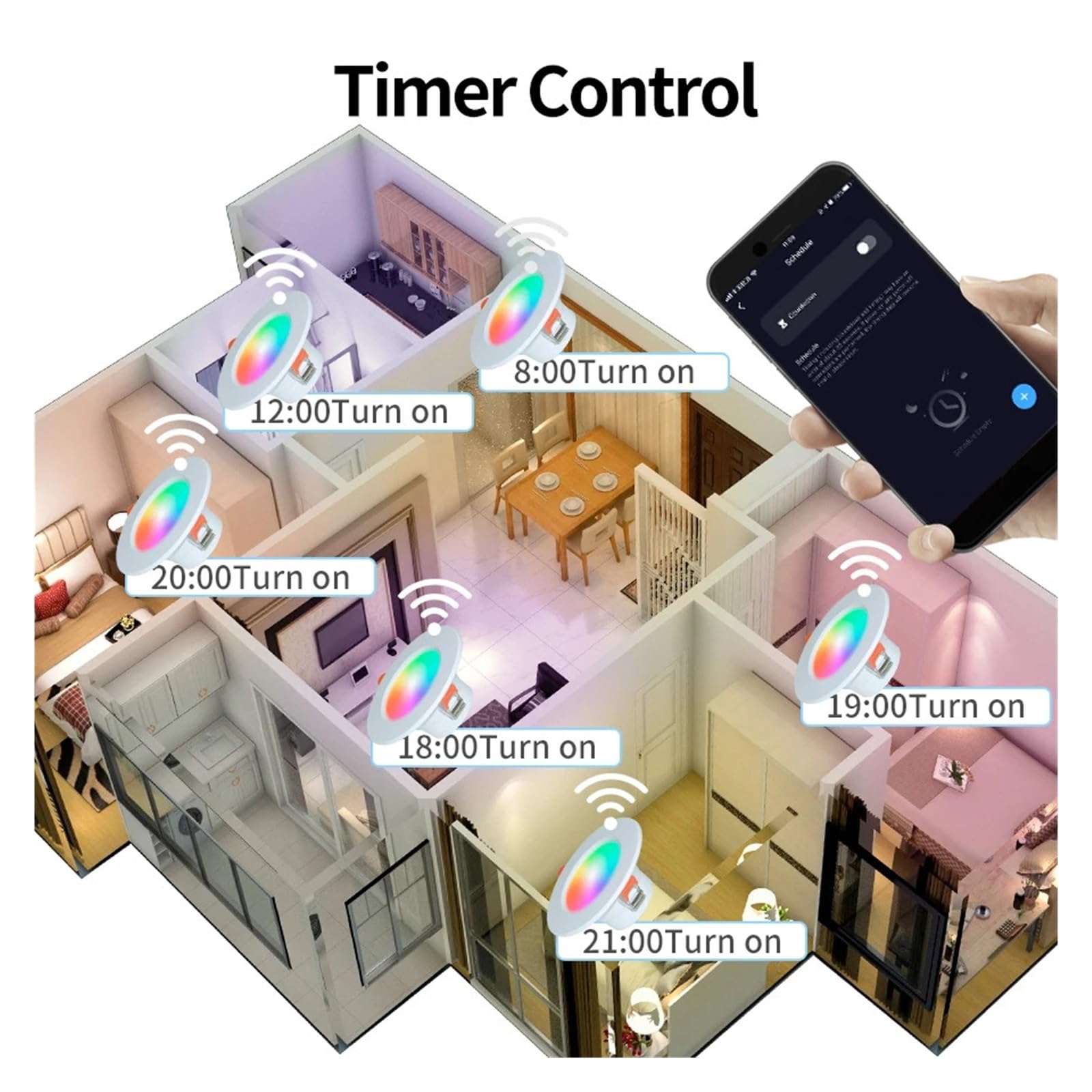 Faretto LED WiFi Smart Zigbee Down Light Dimmerabile Rotondo 5W 7W 10W 15W Cambiamento Di Colore(WiFi BLE downlight,15w)