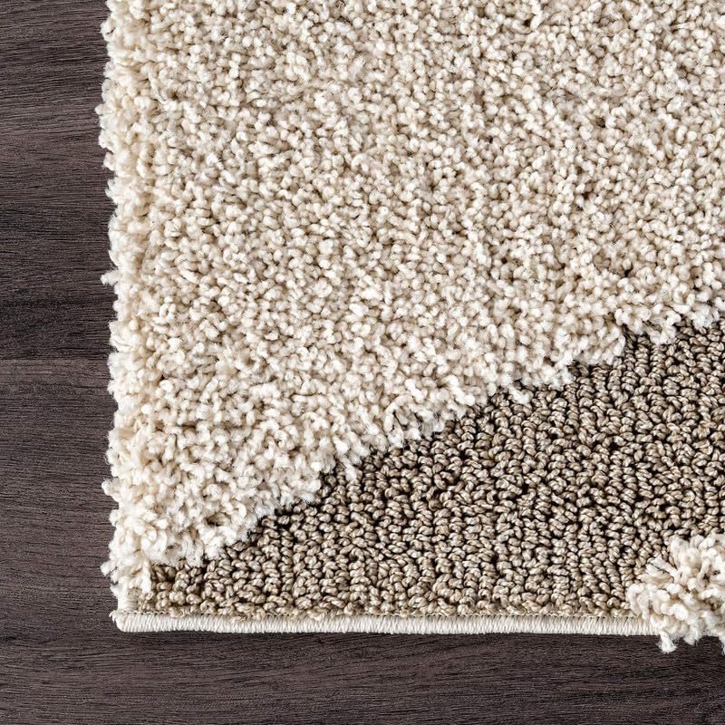 Image of FIASCO Shaggy Carpet Ultra Soft Microfiber | 2 Inches Pile Height Back in Canvas Shaggy Carpet for Living Room | Bedroom | Hall | Guest Room | 7x10 Feet Ivory & Beige