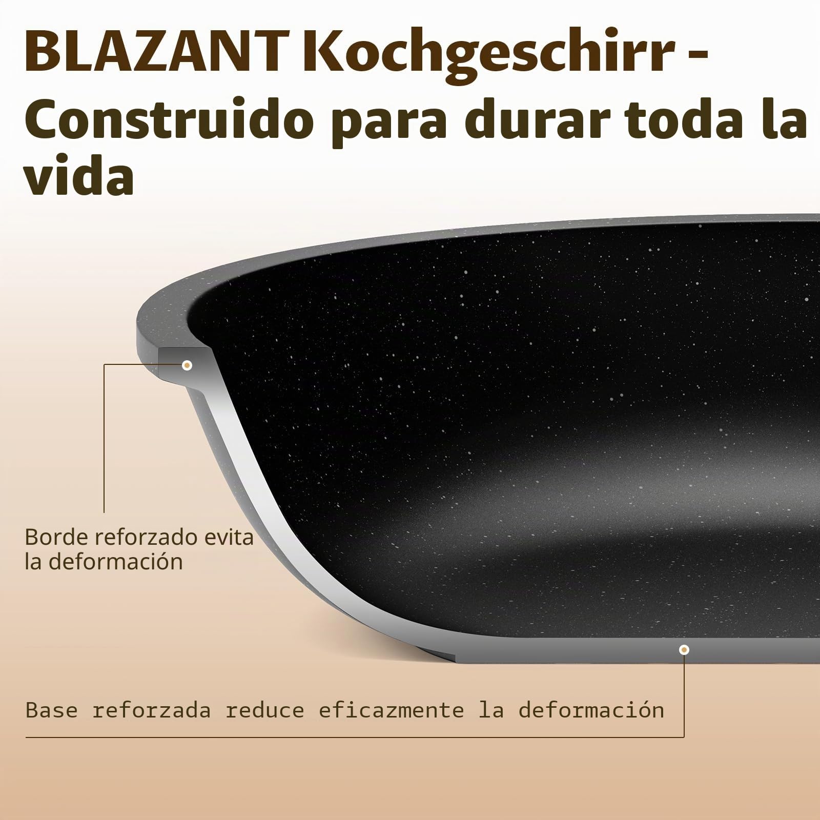 BLAZANT Juego de sartenes de inducción de 10 piezas, juego de ollas y sartenes antiadherentes, juegos de utensilios de cocina con tapas, juego de sartenes de cocina, juego de ollas para todas las