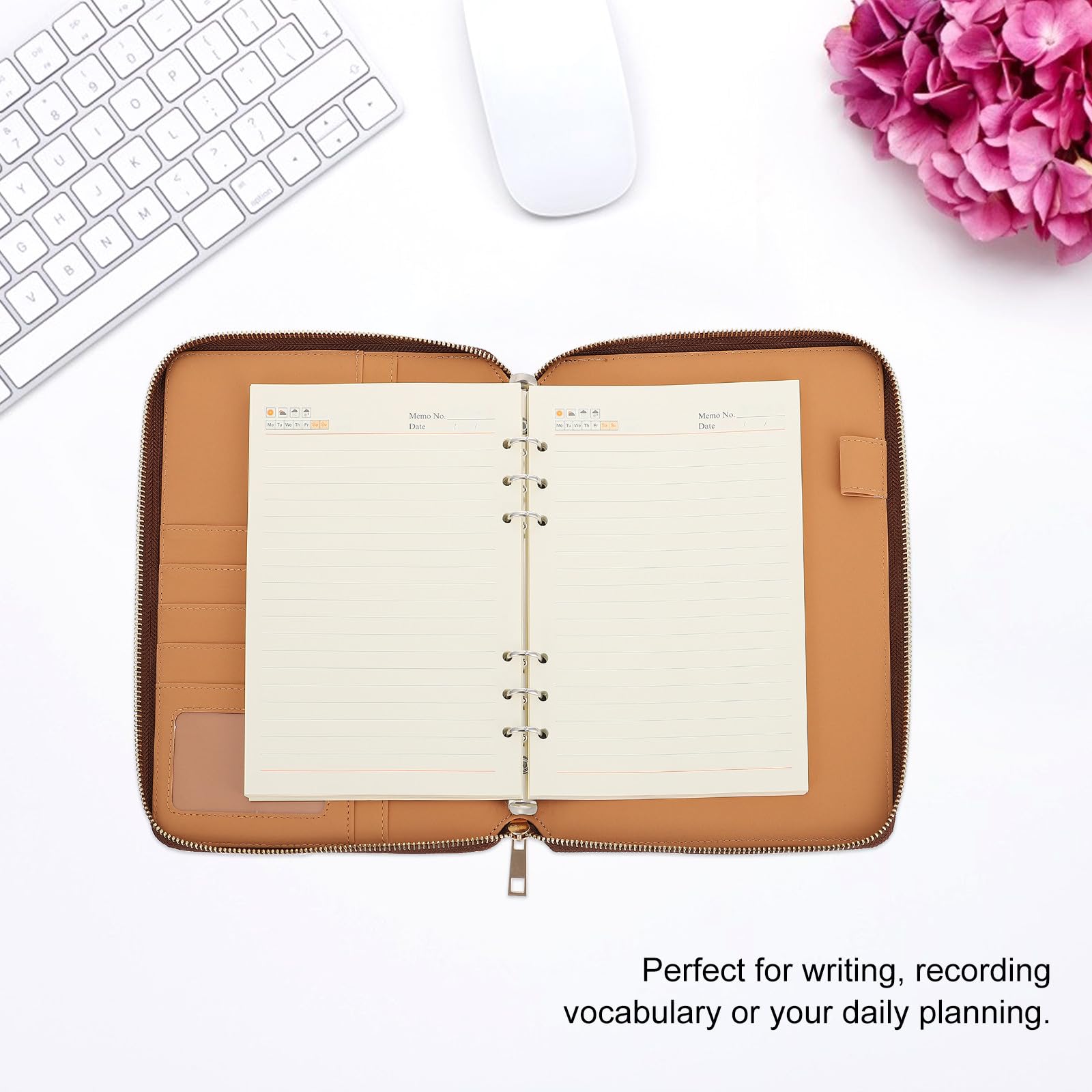YARNOW Bloc de Notas con Cremallera para Negocios A5, Cuaderno Compacto de Papel Marrón con Buena Sensación al Tacto, Adecuado para Viajes y Vida Diaria