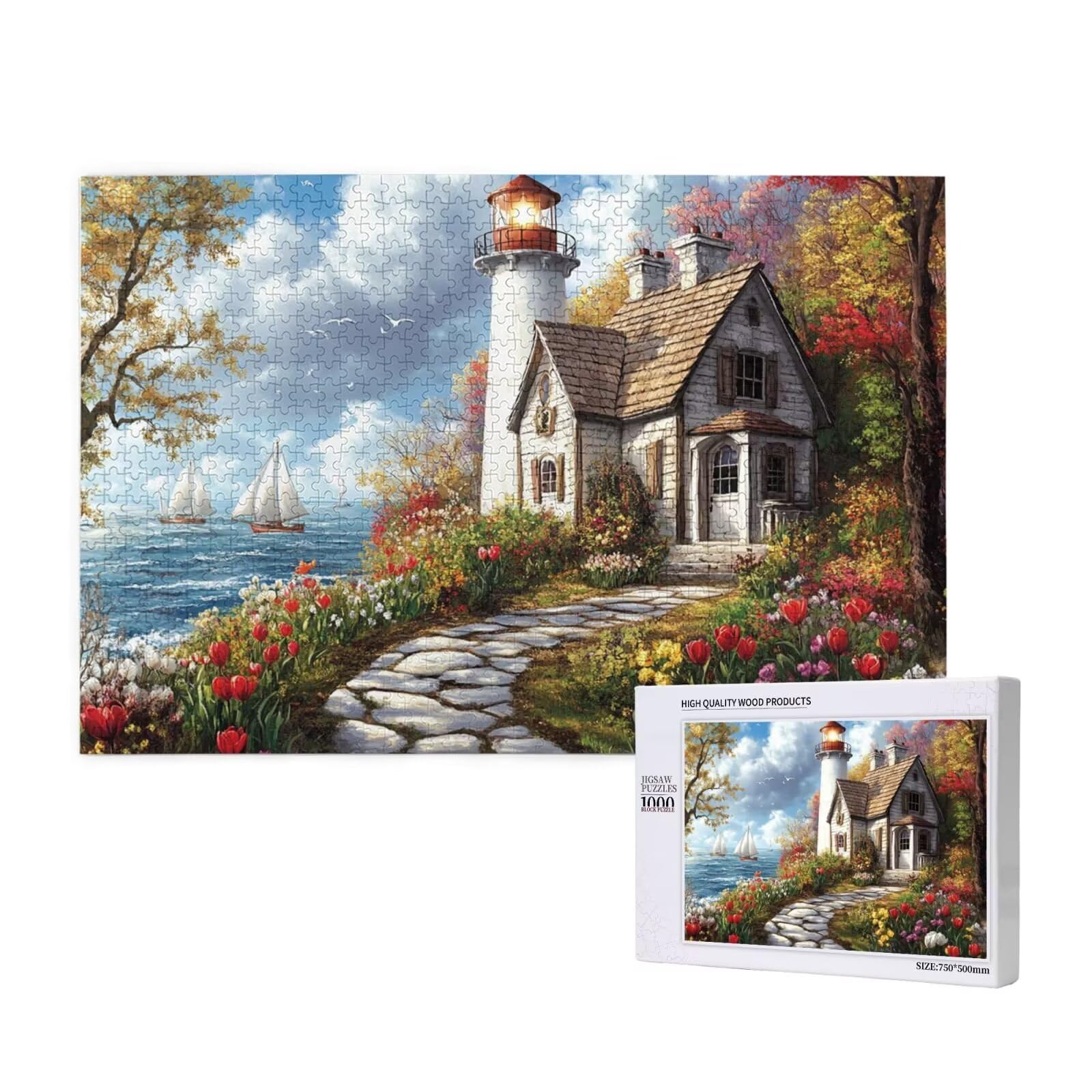Puzzles Paisaje 1000 Adultos, Puzzle Flor con Cajas y Cartel, Juego Clásico de Puzzle Arte para Entretenimiento Adultos, Regalos de Decoración del Hogar para Pasatiempos Creativos de Mujeres 2T-876