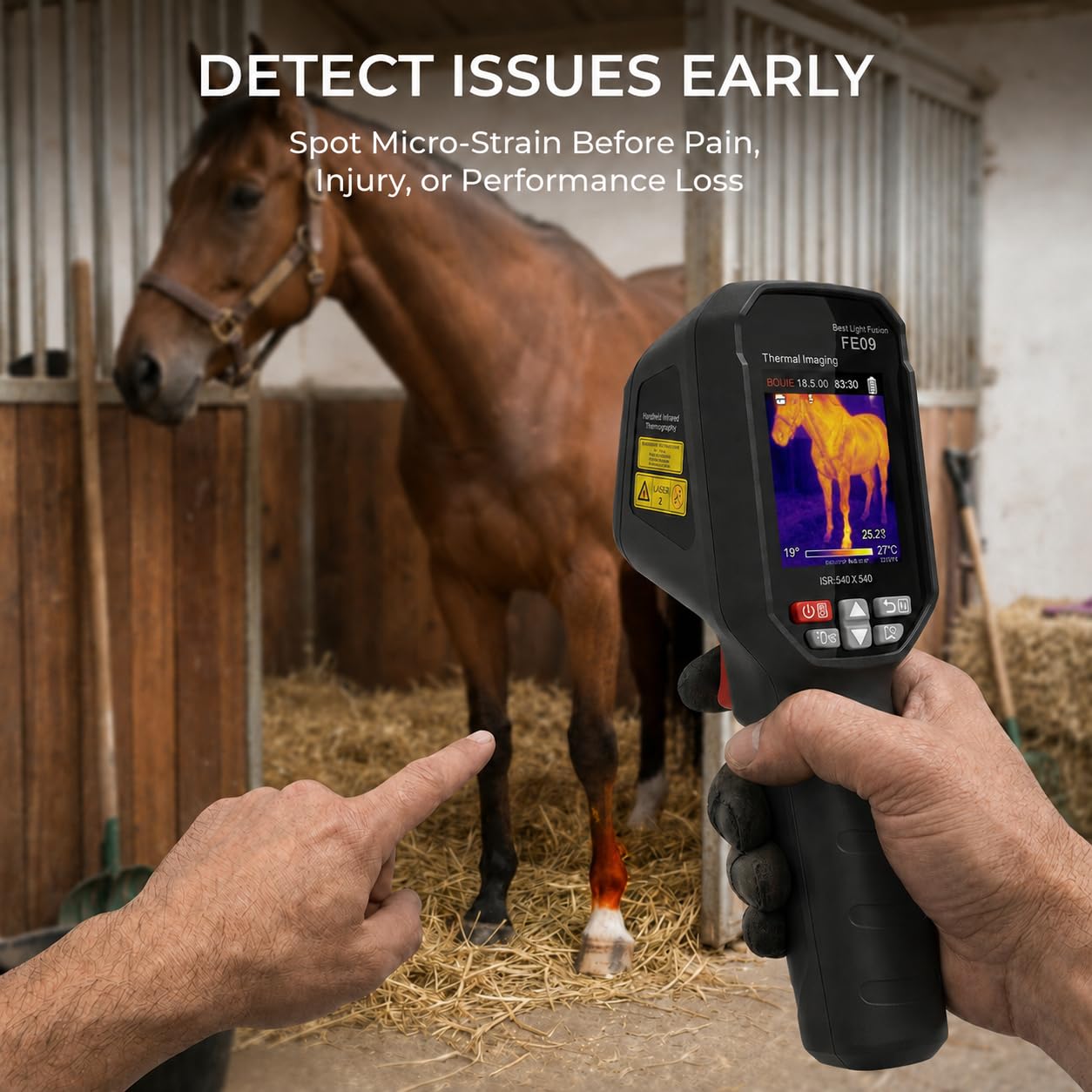 EquiThermis Cámara Termográfica para Caballos – Detecta Cambios de Calor e Inflamación en Caballos, Cámara Infrarroja Portátil para Cuidado Equino, Resolución Mejorada 240×240