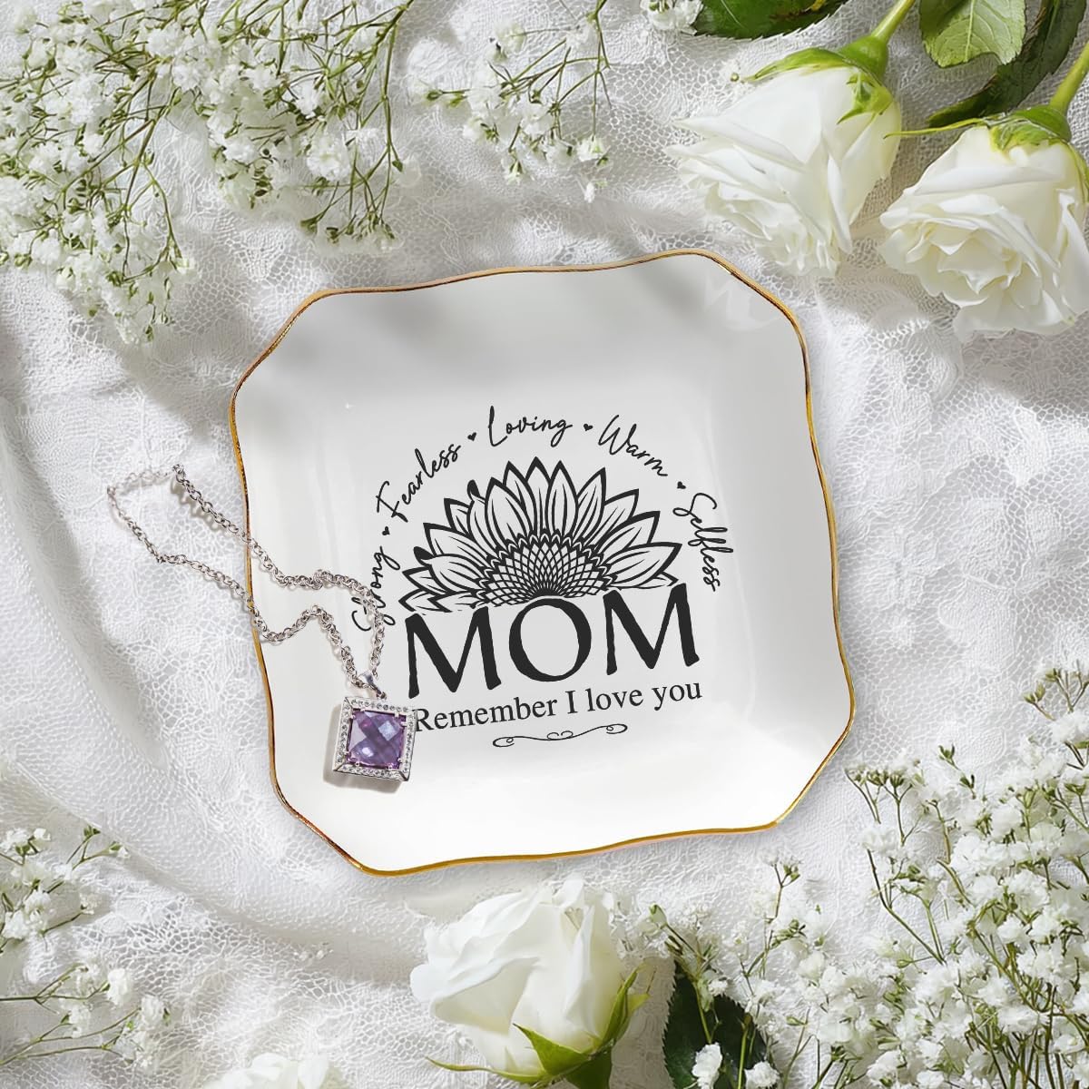 Tiny Detalles Jewelry Dish Mom Gifts on Mother’s Day – Birthday Gift Mom from Daughter, Son, Elegant Ceramic Trinket Dish for Rings Earrings, Nana Gigi Step Mama Mother In Law Thank You Gift image 2