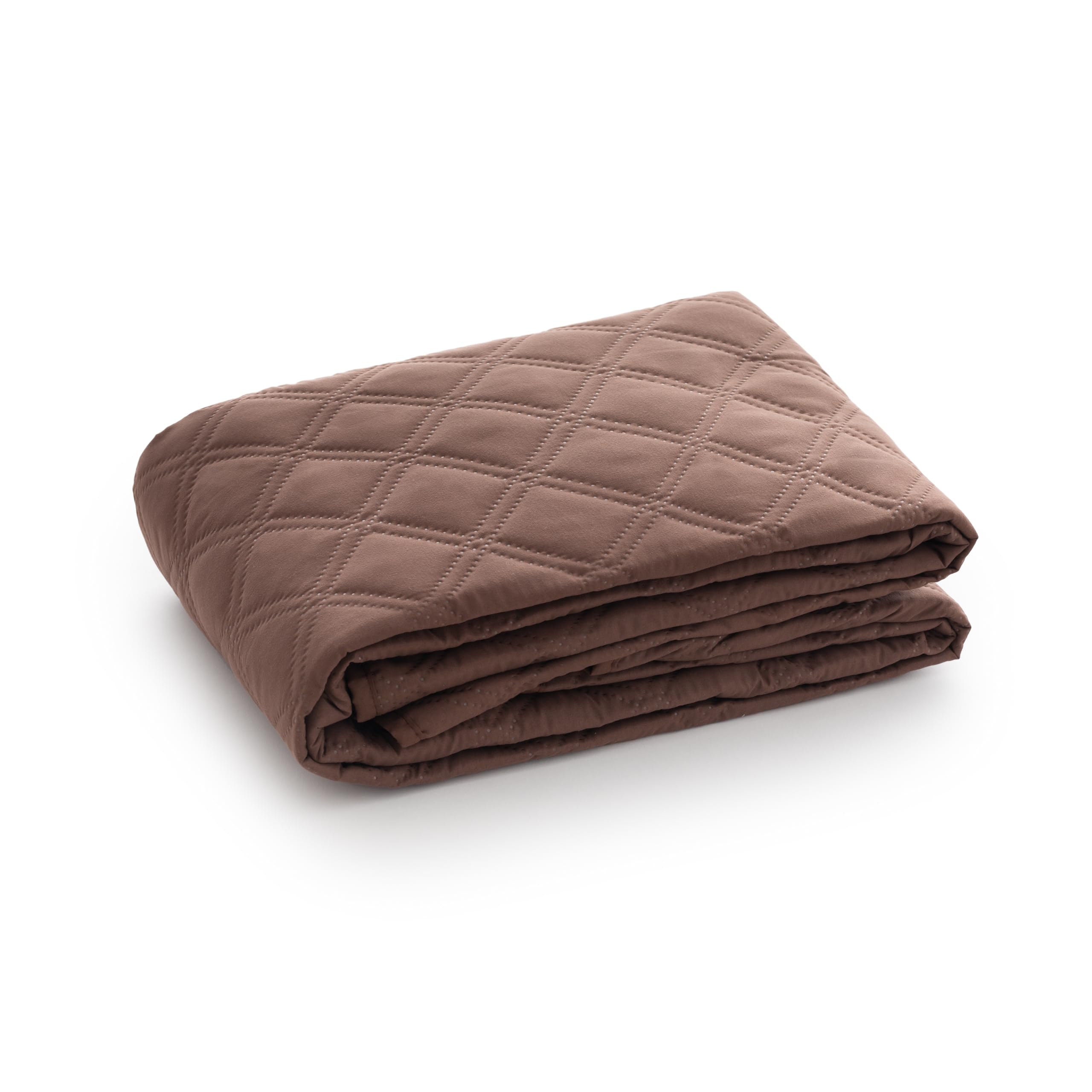 Maxifundas - gewatteerde bankovertrek voor 2-zits, extra zacht, bruin/beige, bankovertrek met elastische bevestigingsstrepen, model Maui
