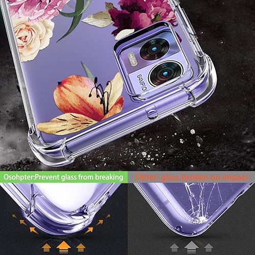 Miniatura 9 de Osophter Funda para Motorola Edge 30 Lite Flower Floral para niñas y mujeres con 2 protectores de pantalla de absorción de golpes flexible de goma
