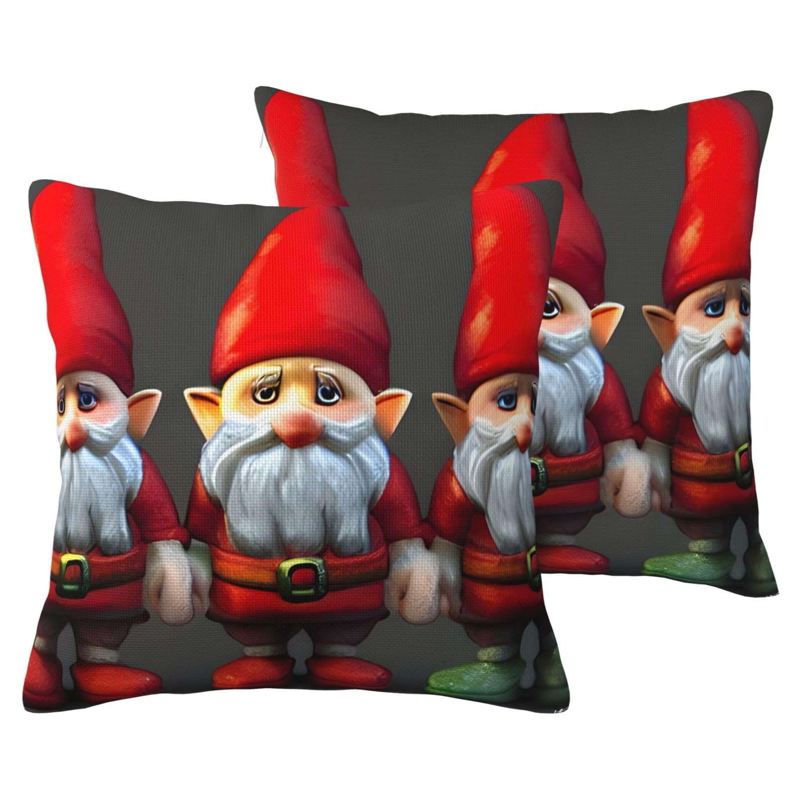 Housse de coussin lin nains de Noël déco salon lit canapé lot de 2