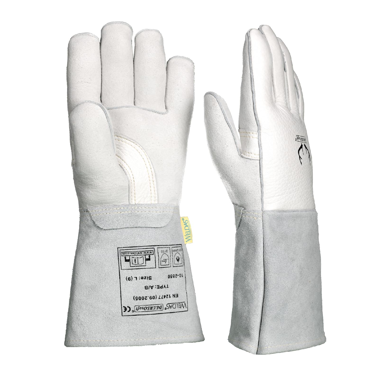 Weldas® DEERSOsoft® prestige top grain deerskin general purpose welding and material handling gloves, 10-2850, Pearl white