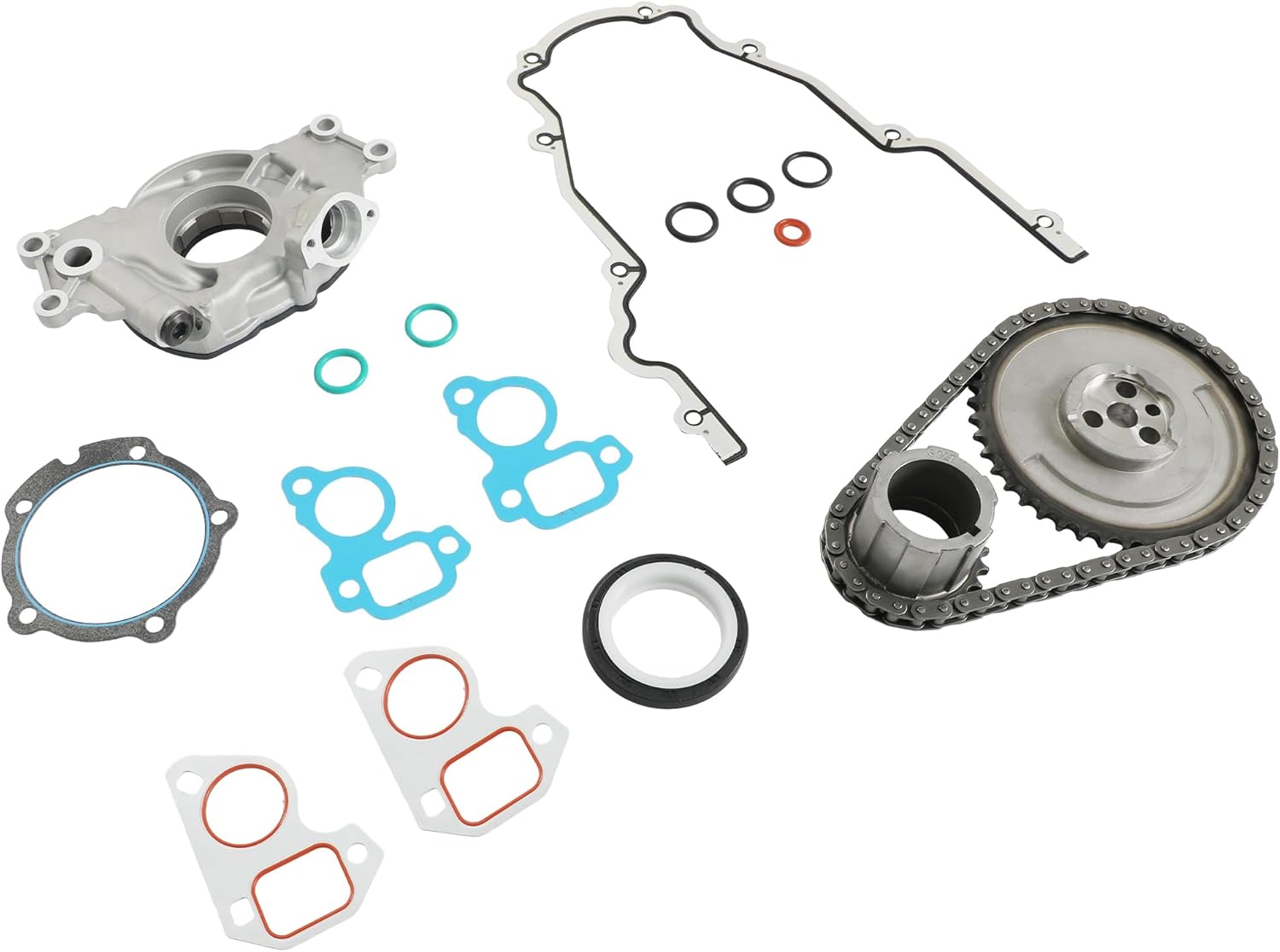 LS High Volume Oil Pump Timing Chain Kit For Fit Chevy Silverado Avalanche GMC Sierra Yukon Cadillac Escalade 4.8L 5.3L 5.7L 6.0L LS1 LS2 LS3 L96 LM7 LR4 LQ4 Engine 1997-2013