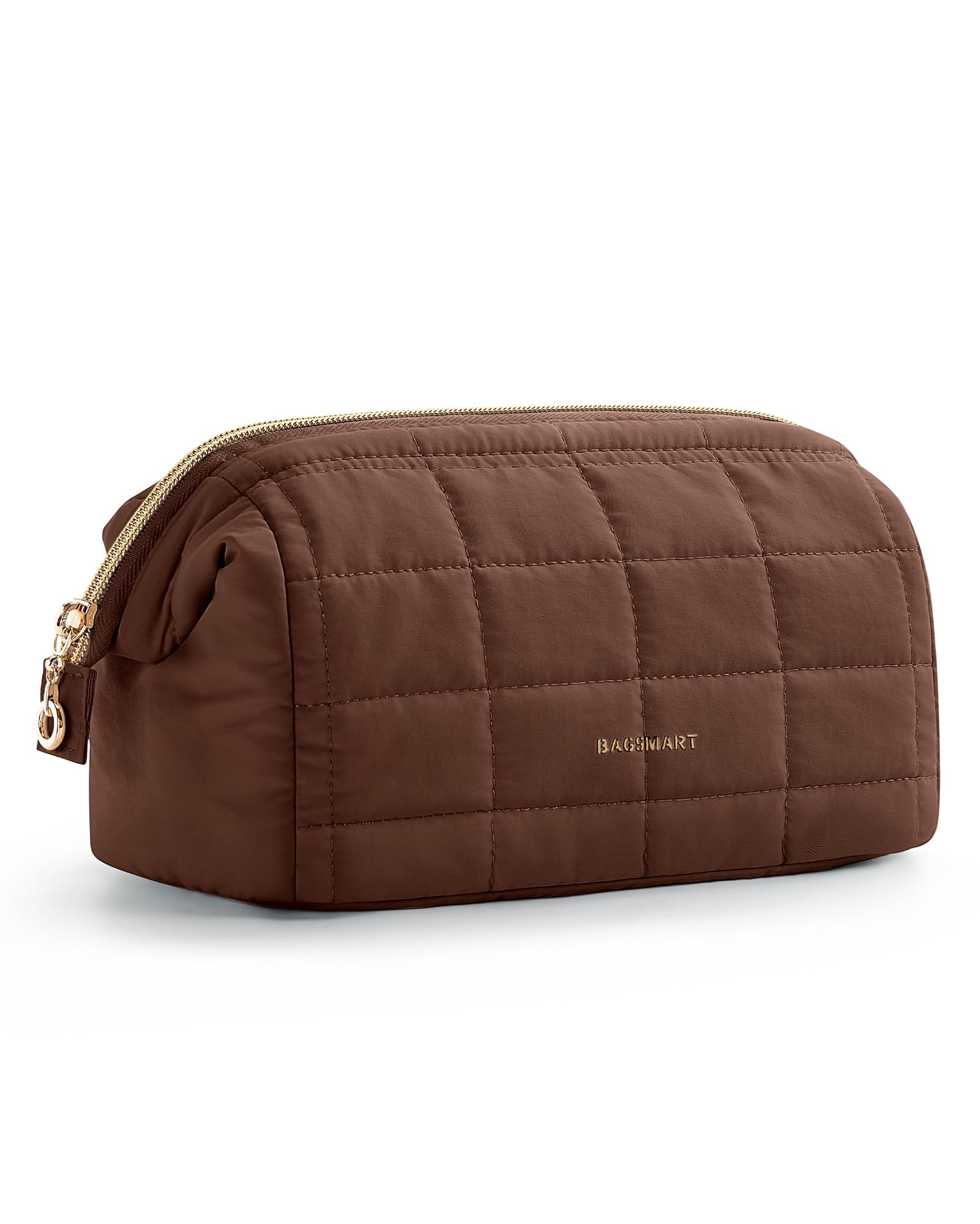 BAGSMART Makeup Bag Travel Toiletry Bag, Wide-open Zipper Pouch, Chocolate