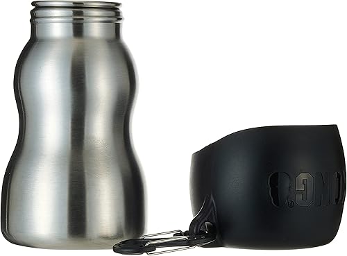 Miniatura 3 de KONG H2O Botella de agua de acero inoxidable para perros y cuenco de viaje para mascotas, 9.5 onzas, color negro