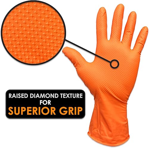 Miniatura 2 de INNOVATIVE HAUS Guantes de nitrilo de alta resistencia. Naranja 8 Mil. Compra guantes mecánico desechables. Guantes de goma mecánicos desechables.
