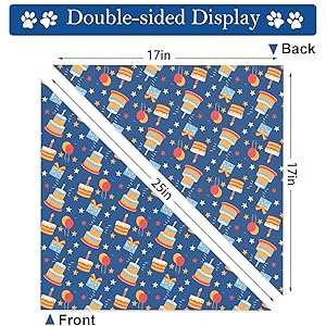 Birthday Dog Bandanas, Reversible Double Side Large Pet Bandanas, Celebration Set, Adjustable Triangle Holiday Scarves for Dogs Girl Boy Pets