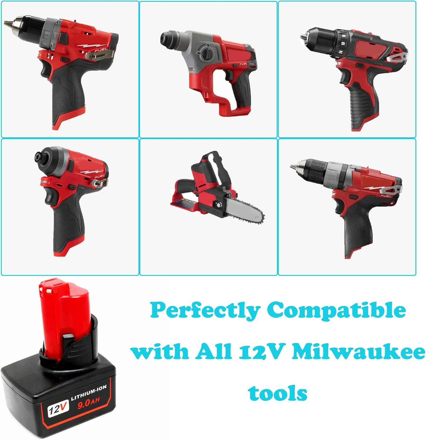 VOLT1799 2-Pack 9.0Ah 12V Batteries 48-11-2460 for Mliwaukee 12v Cordless Power Tools