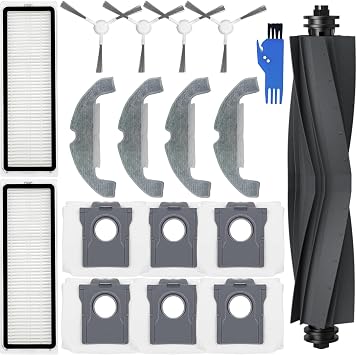 Accessories Kit for Dreame D10 Plus Gen 2 RLD32GD Robot Vacuums, 6 Dust Bags, 4 Mop Pads, 1 Main Brush, 2 Filters, 4 Side Brushes, 1 Cleaning Tool, Replacement Parts Spare Attachments