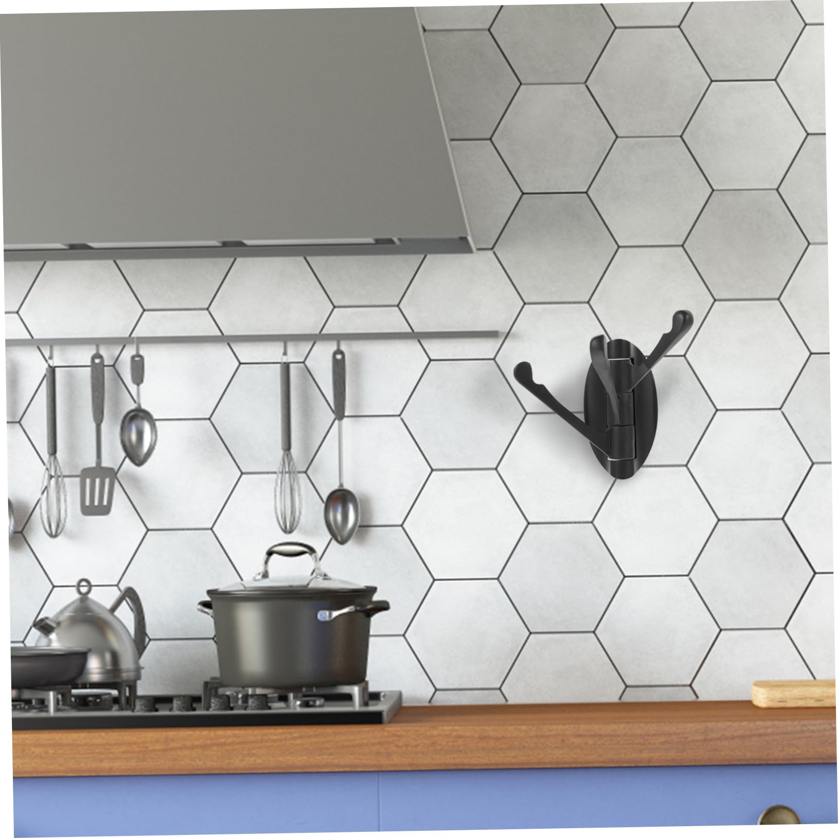 OSALADI 4 Pz Gancio a Tre Ganci Da Parete in Metallo Girevole Perforato Per Cucina e Bagno (nero) Montato Triplo Gancio Girevole Sospeso Ganci a Muro Rotante Porta Black Lega Di Zinco