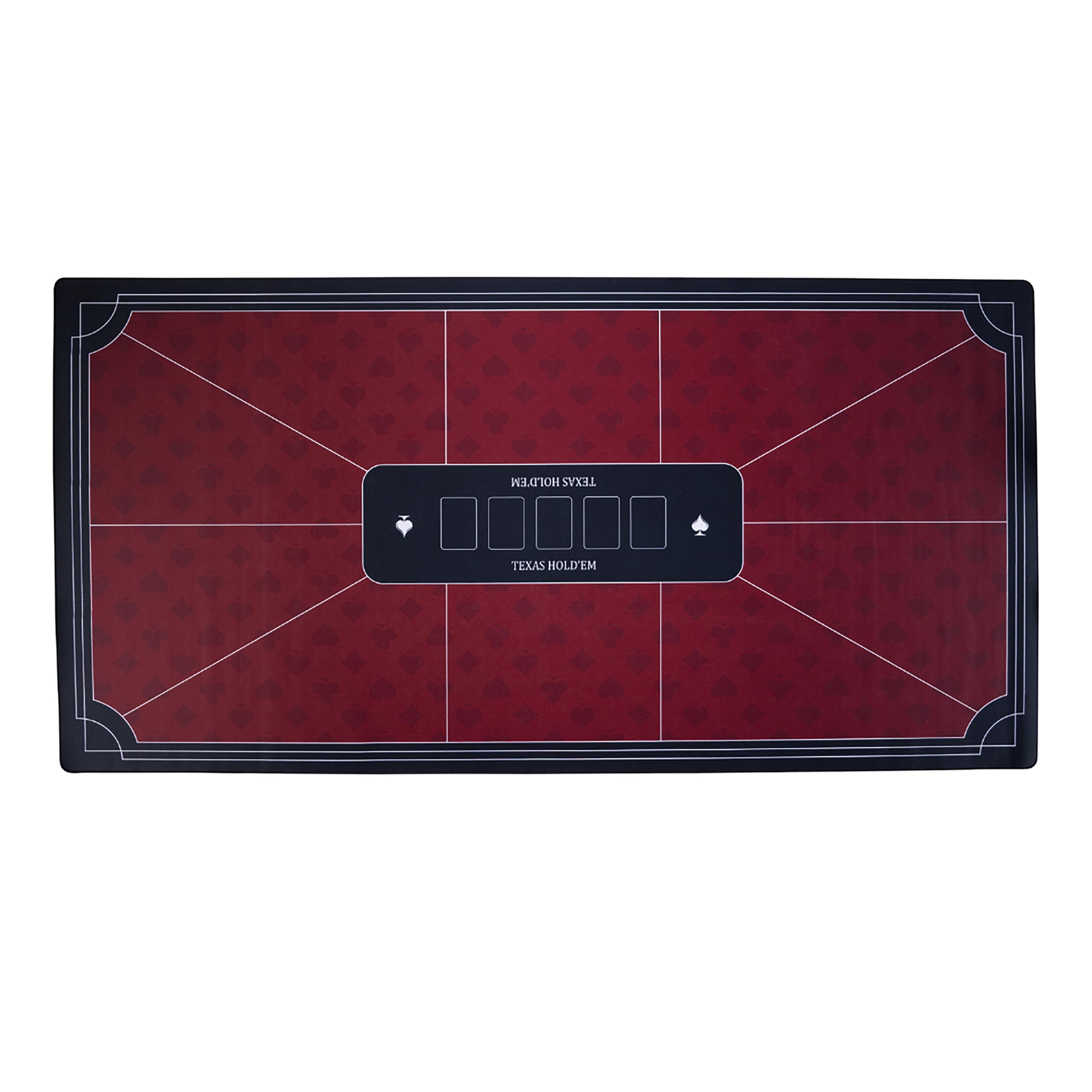 Engelhart-320999, Poker Table Mat Texas Hold’em Red 177 × 89 cm, Polyester + Non-Slip Rubber, Marked Play Zones