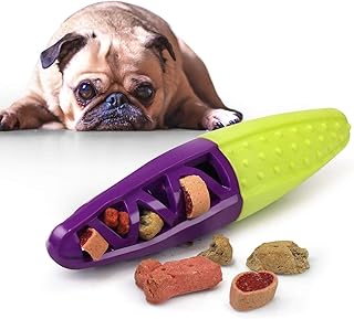Fluffy Paws â€“ Stick-Shaped Dog Squeaky Toy for Small-Medium Puppy & Dogs | Dental Dog Treat Chew Toy Helps Massage Dogs Gums, Good for Aggressive Chewers | Green/Purple