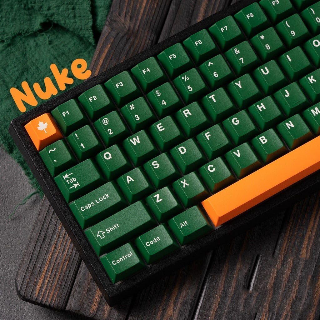 163-Key Green Nuke Data Themed Keycaps Set, GMK Style Cherry Profile Classical PBT Dye Sublimation Keycaps for Machine Keyboard