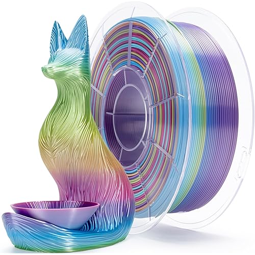ZIRO 3D Printer Filament, Shiny PLA Fast Gradient Color Change, Glossy Color Change by Length PLA, Fit Most FDM Printers, Dimensional Accuracy +/-0.03mm, 1KG/2.2lb Spool, Iridescent Prism (Silk)