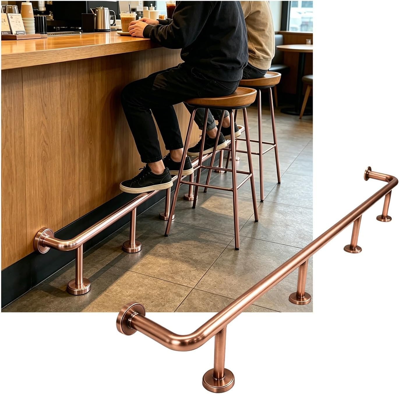 KJoBDwz Bar Foot Rail 3.28~16.4ft Bar Foot Rail for Kitchen Stainless Steel Bar Foot Rail Kit for Restaurant Library Reception Desk(Rose Gold,2.0M/6.56FT)