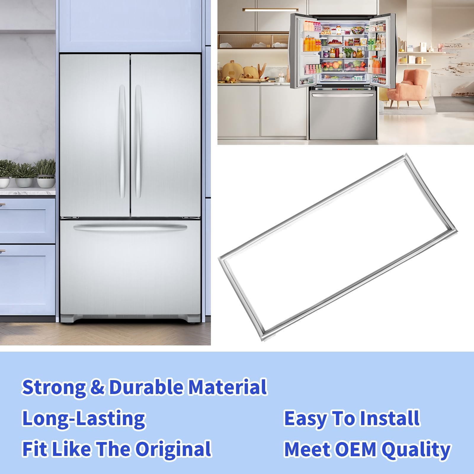 W10830162 Kühlschrank-Türdichtung, Ersatz kompatibel mit Whirlpool Kenmore KitchenAid Kühlschrank French Door Seal Part ersetzt W10179332 W10443225 W10571956
