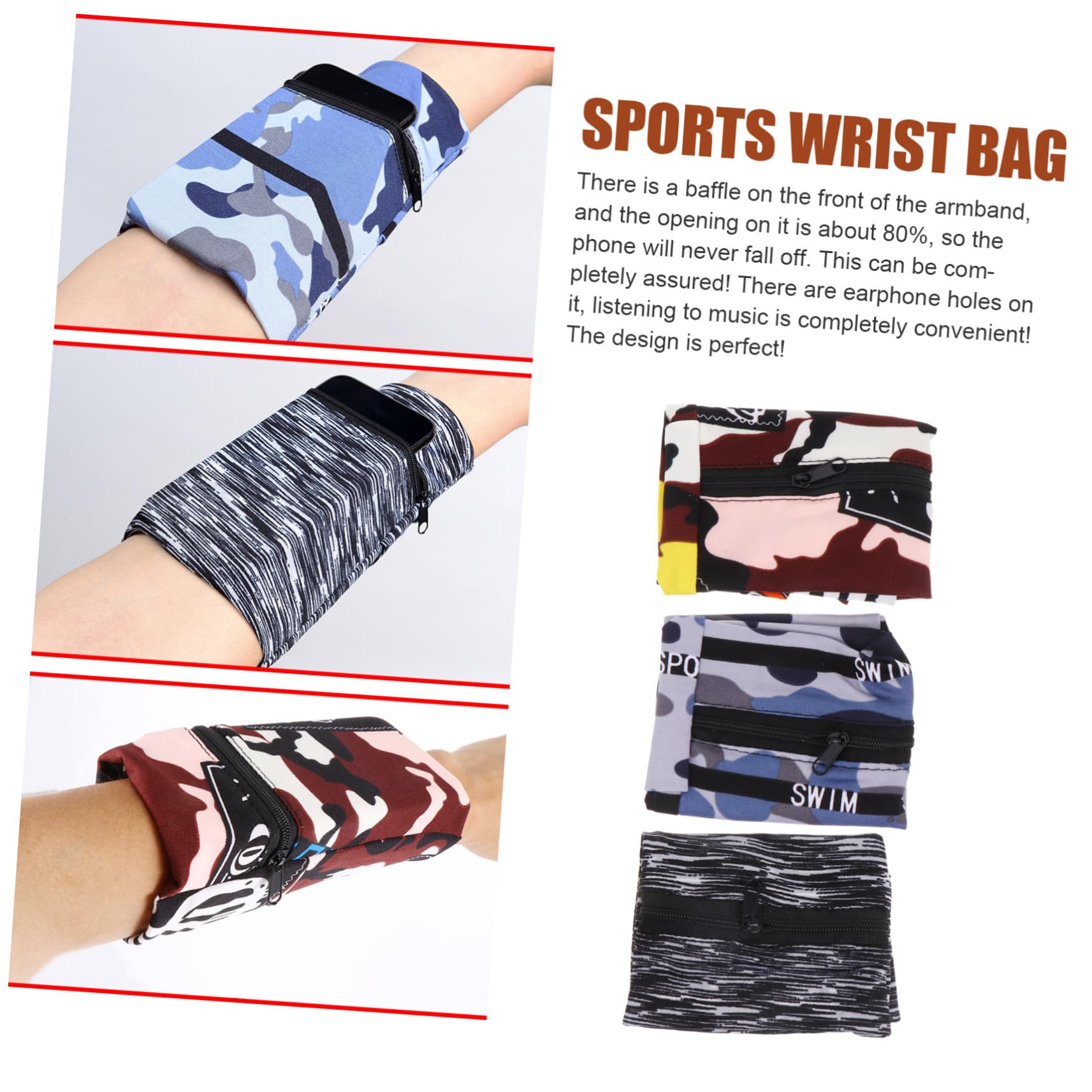 DOITOOL Lot de 3 Brassards de Course en Polyester Imperméable pour Téléphone Portable 4-65 Pouces Support de Téléphone à Bras de Sport pour Jogging Vélo et Gym Paquet à Bras