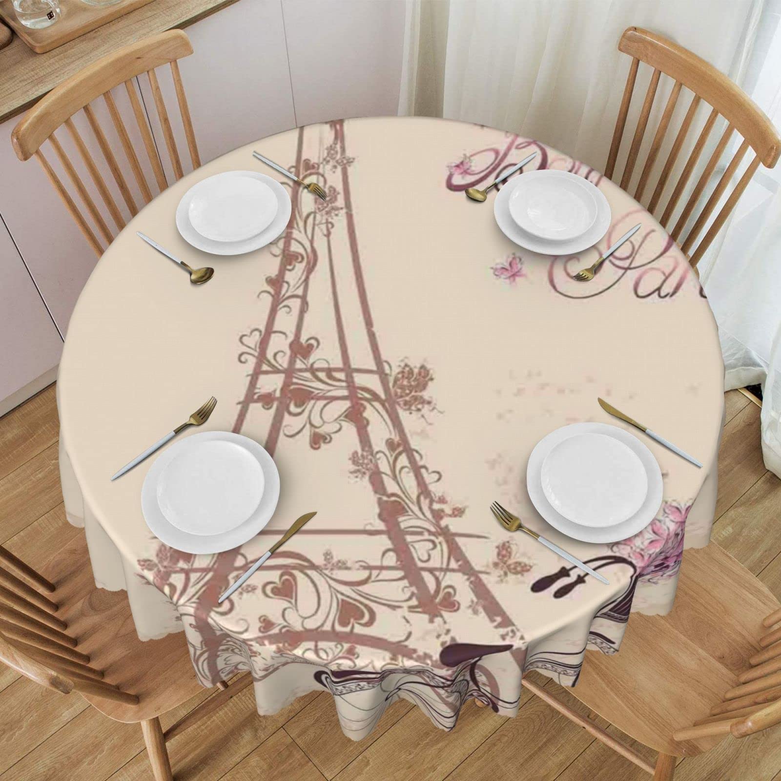 Nappe ronde Tour Eiffel pour pique-nique et repas de fête