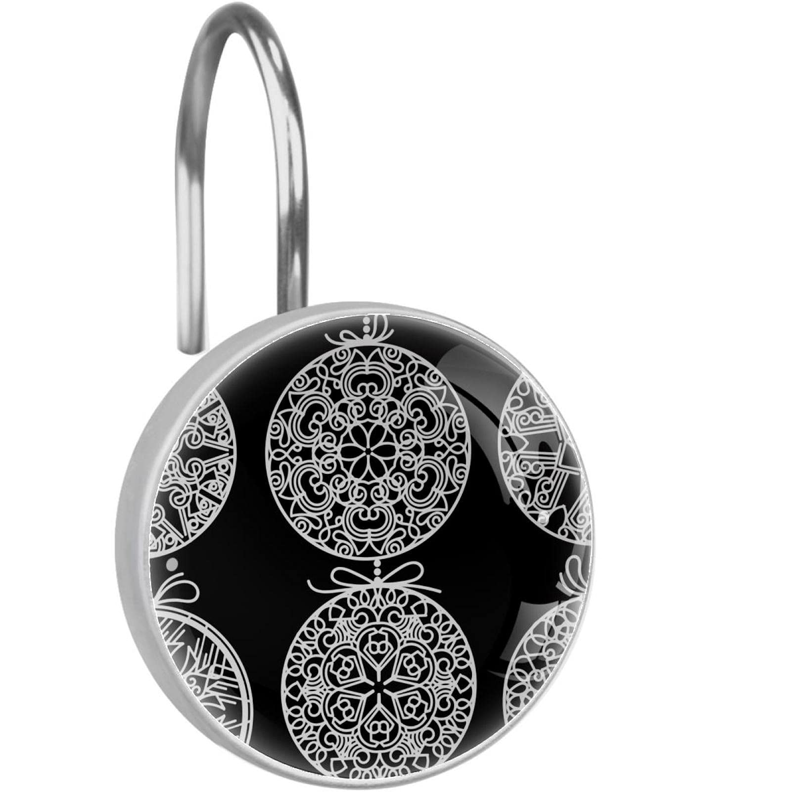 Crochets de rideau de douche décoratifs en acier inox blanc et noir pour déco moderne