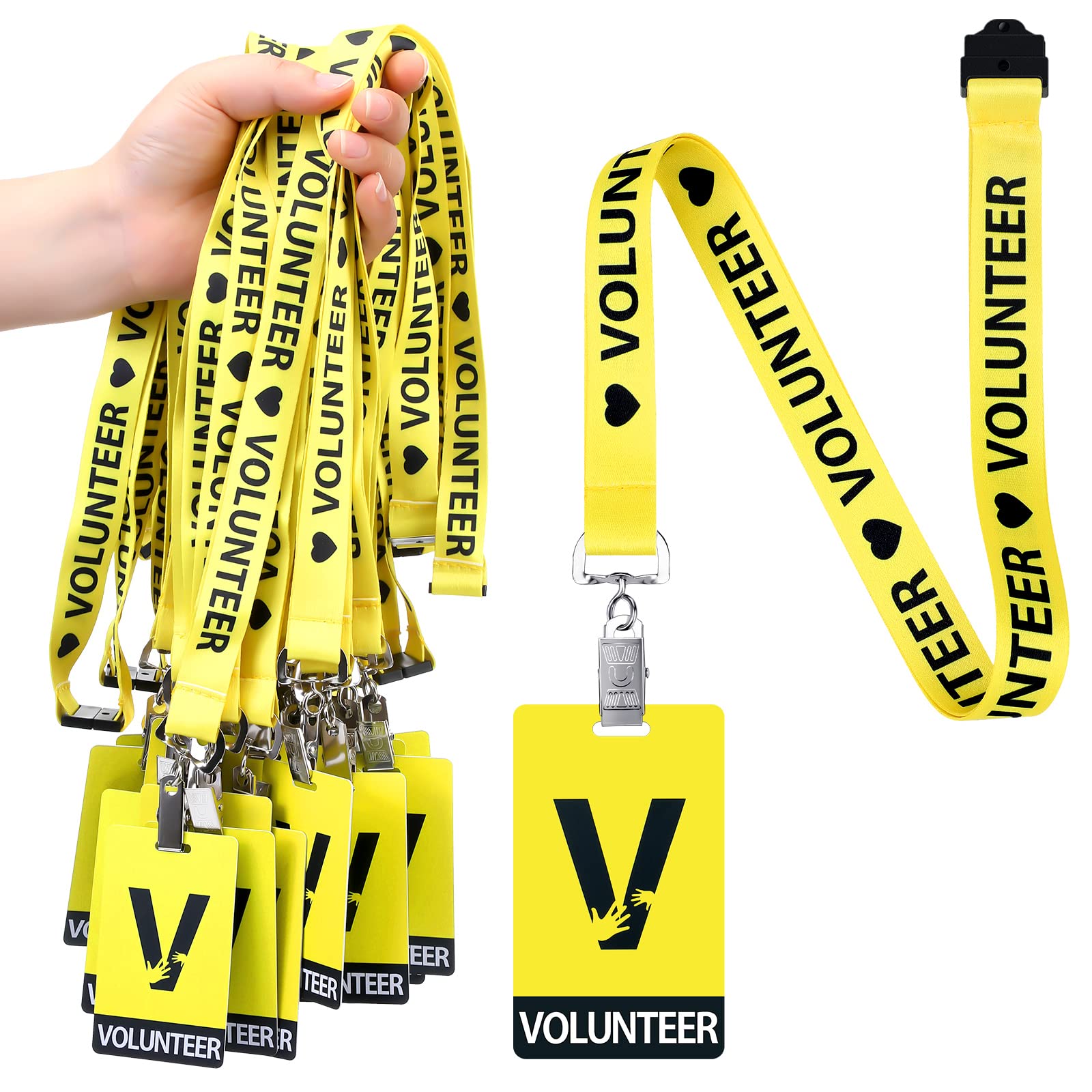 Colarr 25 Pack Volunteer Lanyard with PVC Plastic Card Pass Volunteer Identification ID Badges Bulk Breakaway Lanyard for Activity, Fundraising, Church, School, Events(Yellow) — image 1