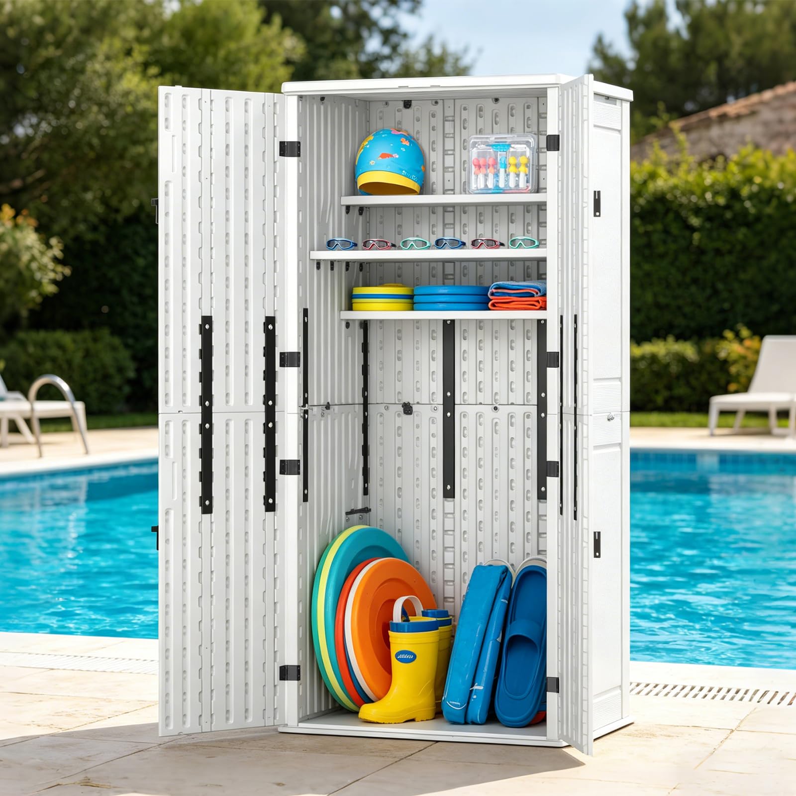 Amazon.com : ZYJOYY Outdoor Storage Cabinet with 4 Shelves, 31.5